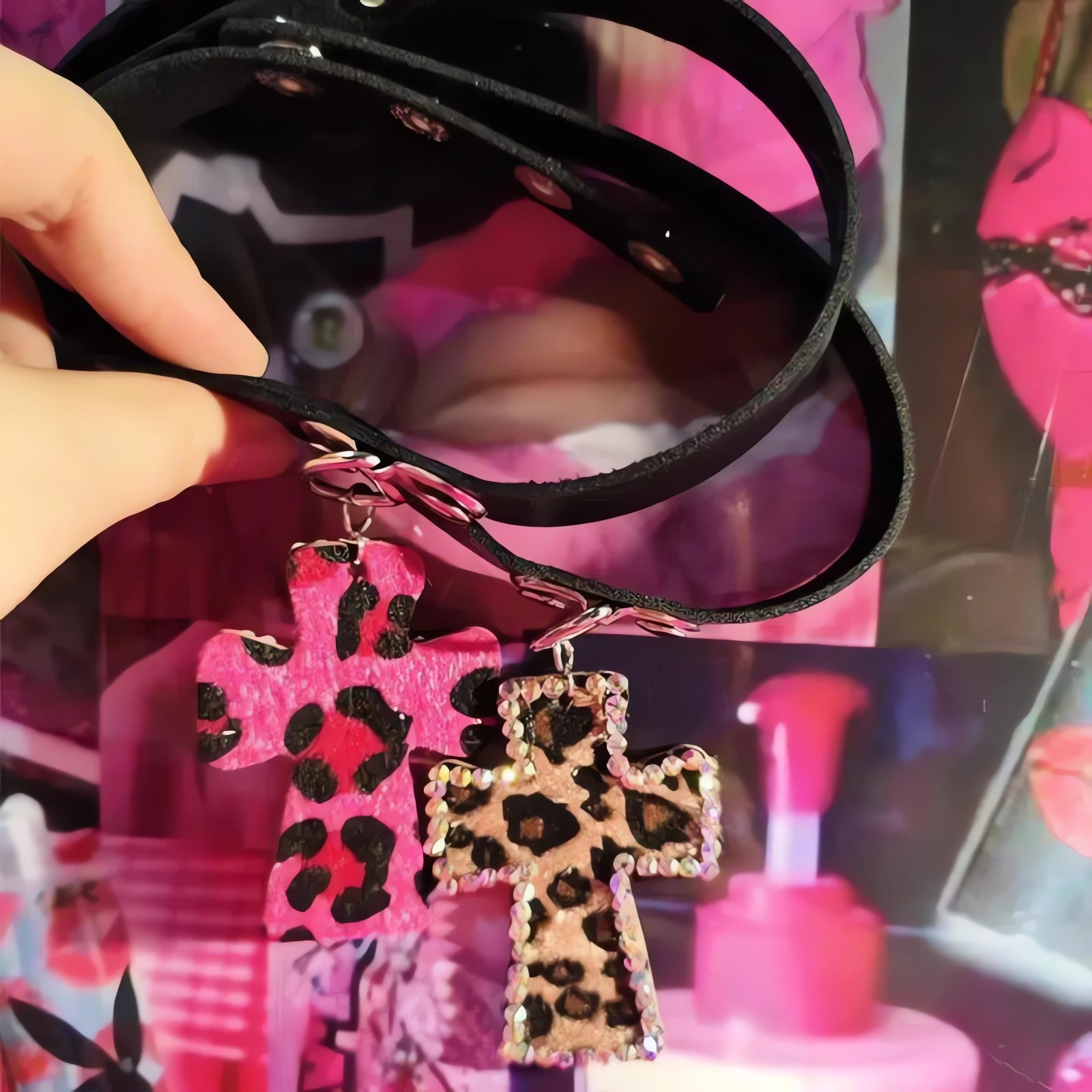Y2K Leopard Cross Choker Necklace - KAYSMAR