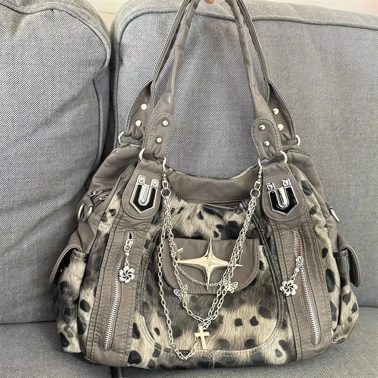 Y2K Leopard Faux Fur Bag - KAYSMAR