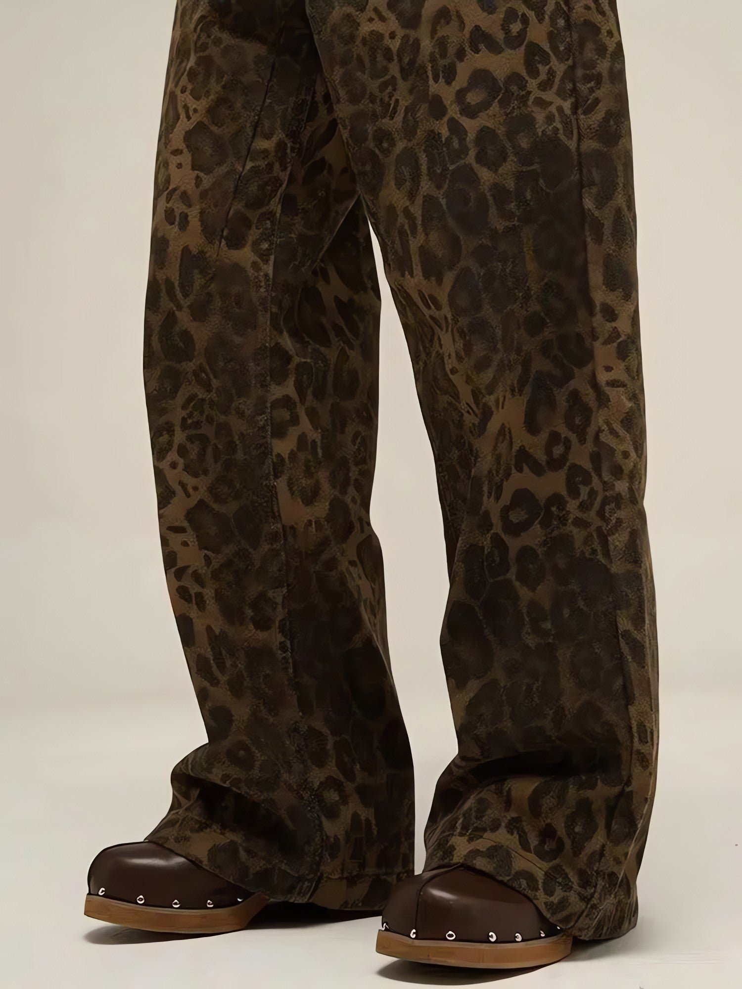 Y2K Leopard Straight Leg Pants - KAYSMAR