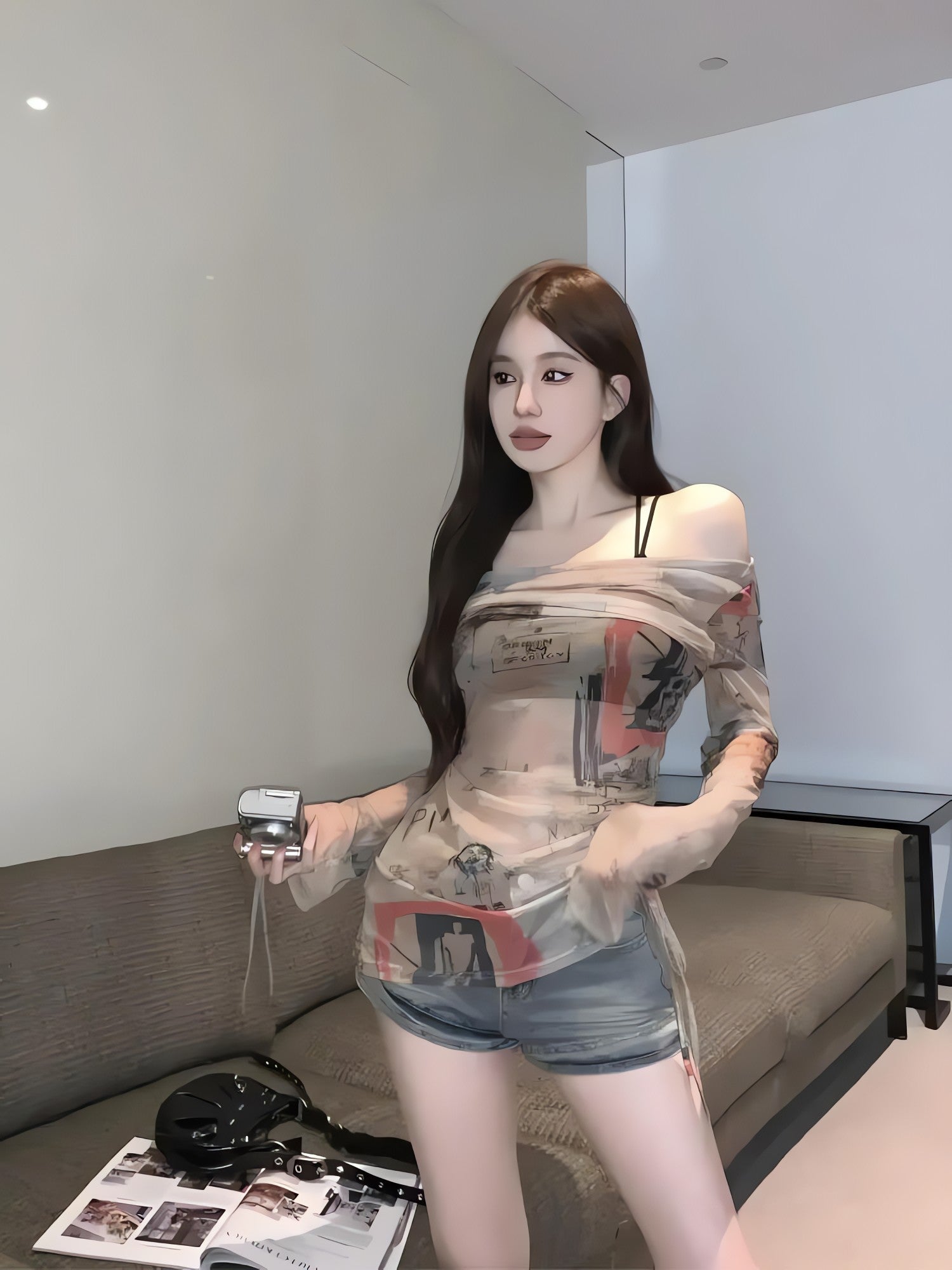 Y2K Off Shoulder Asymmetric Top - KAYSMAR