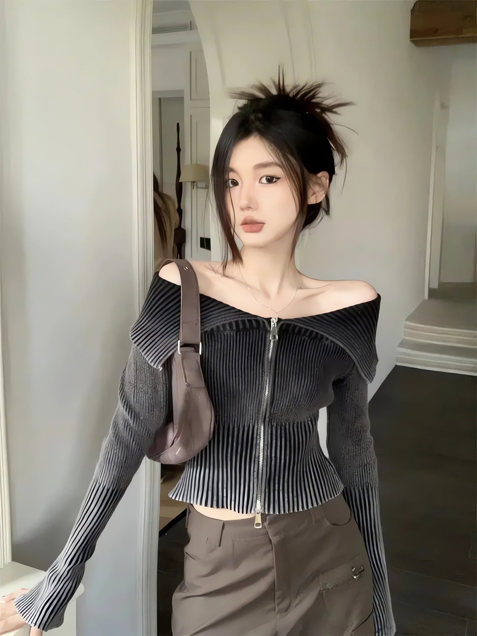 Y2K Off Shoulder Cardigan - KAYSMAR