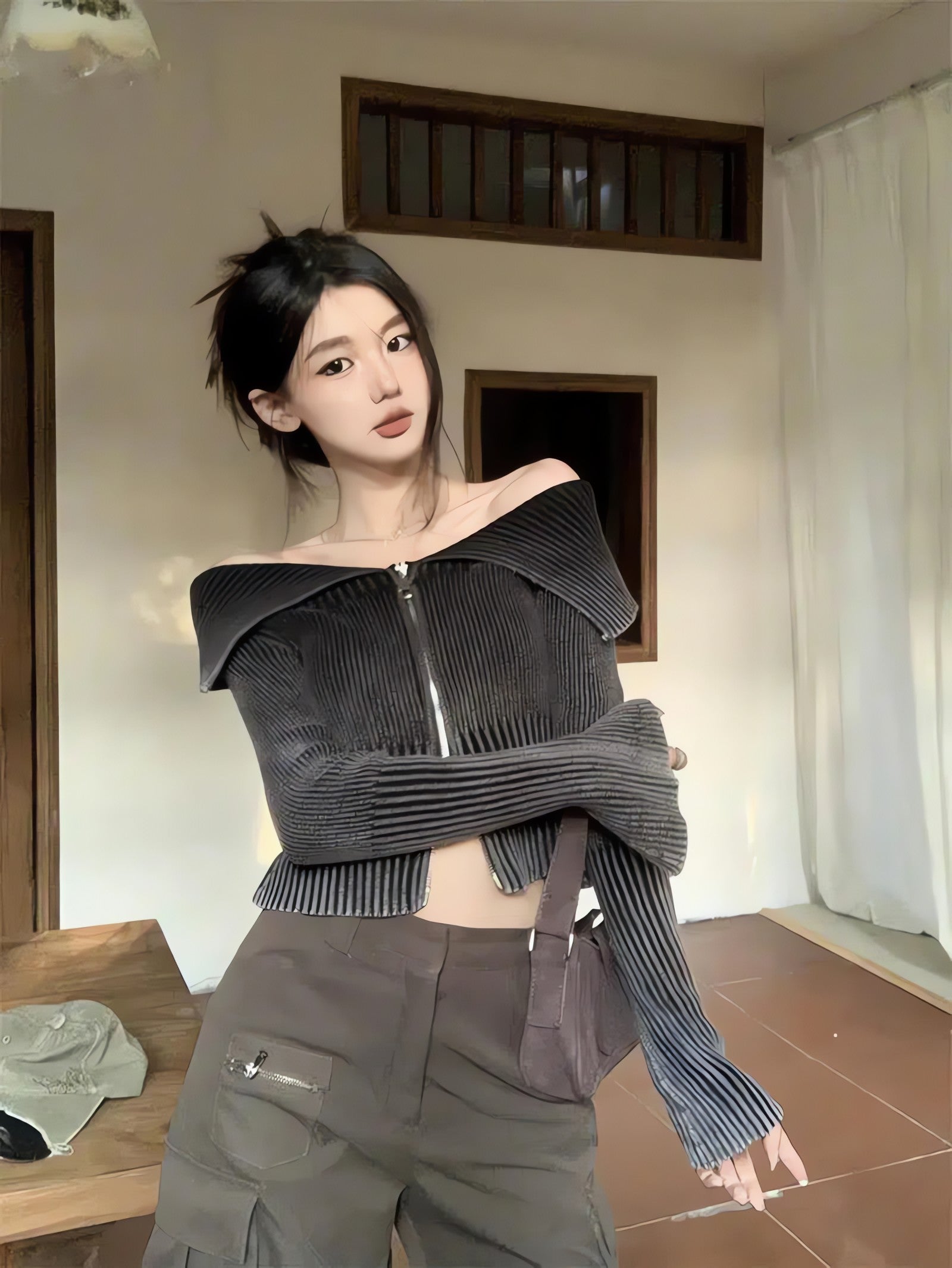 Y2K Off Shoulder Cardigan - KAYSMAR