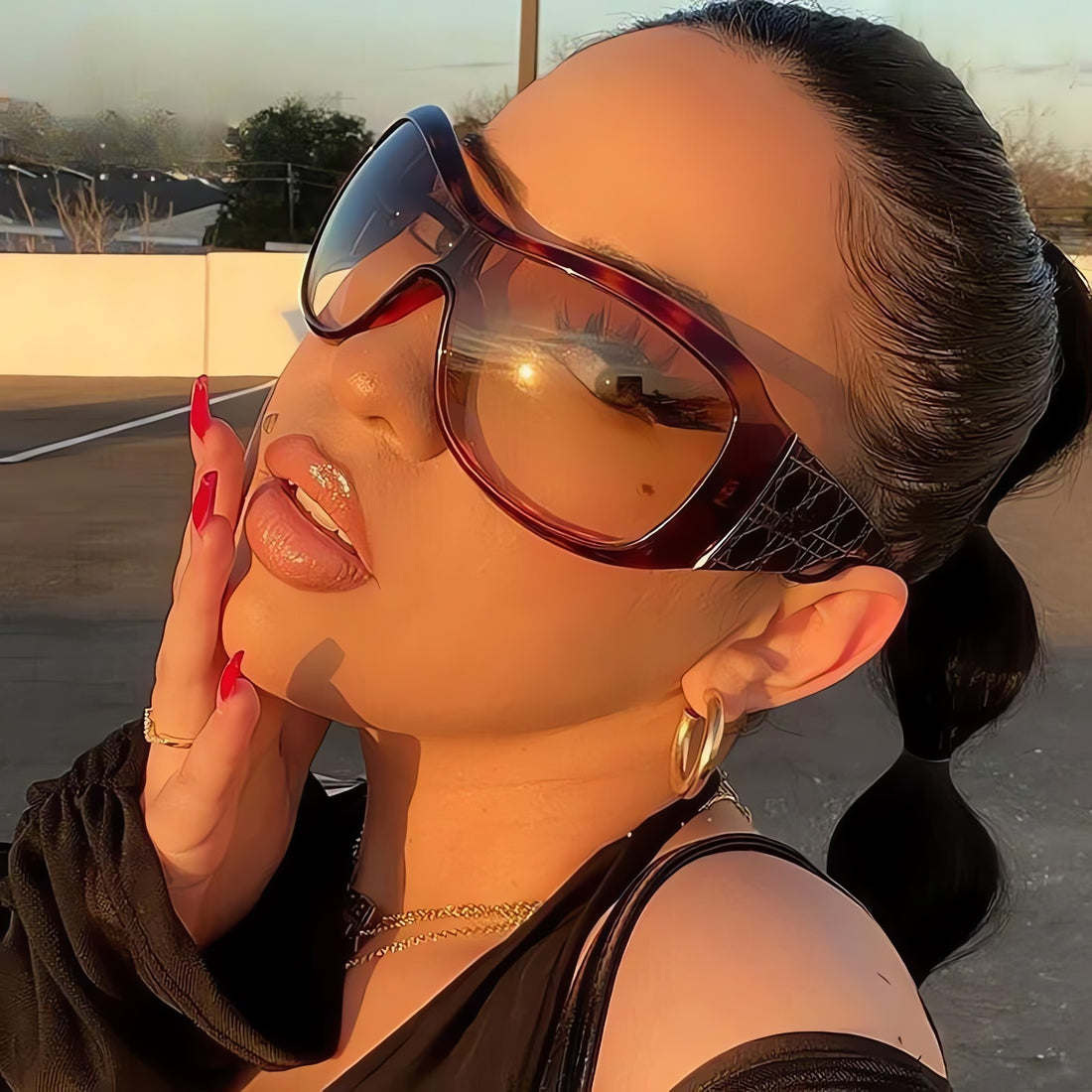 Y2K Oversized Shield Sunglasses - KAYSMAR