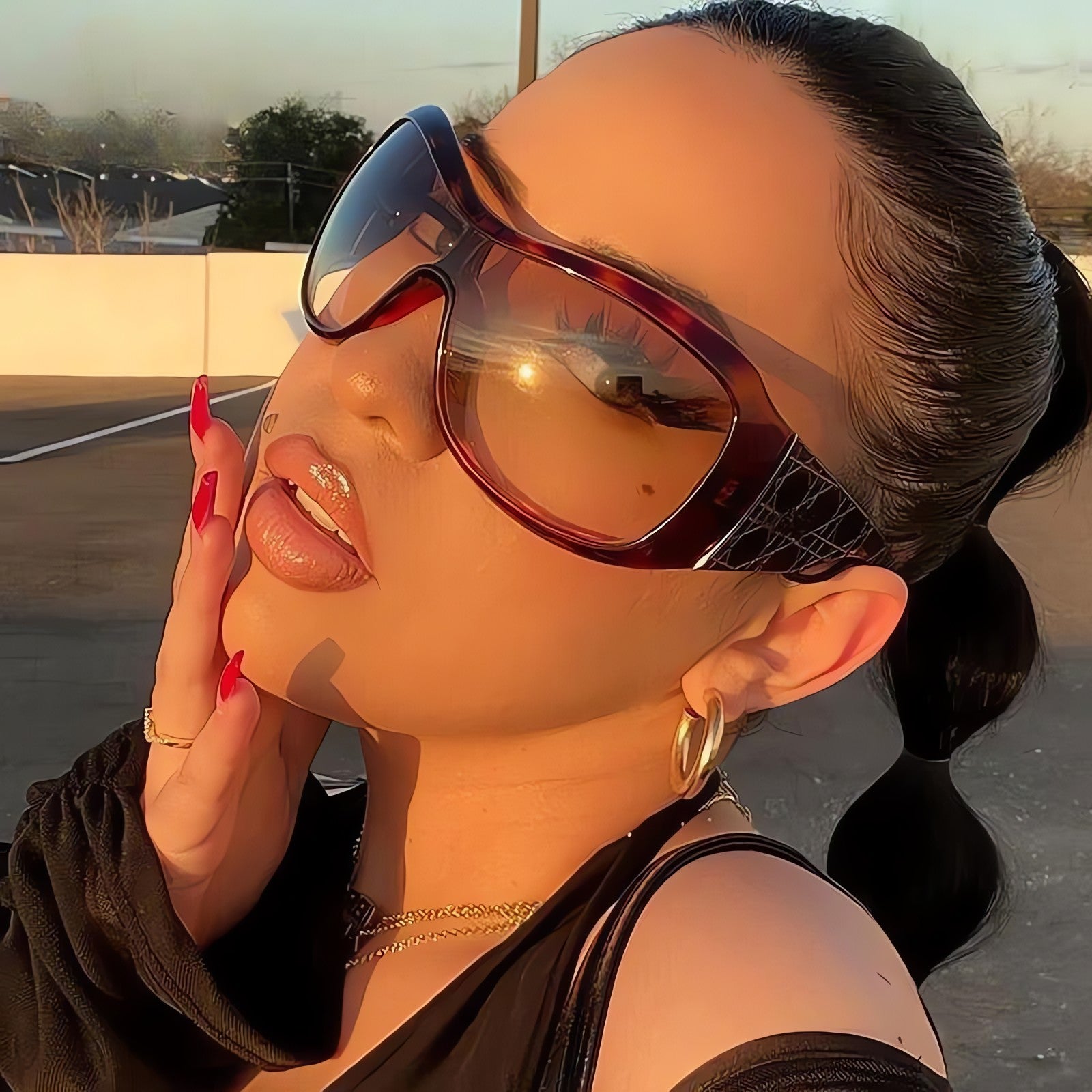 Y2K Oversized Shield Sunglasses - KAYSMAR