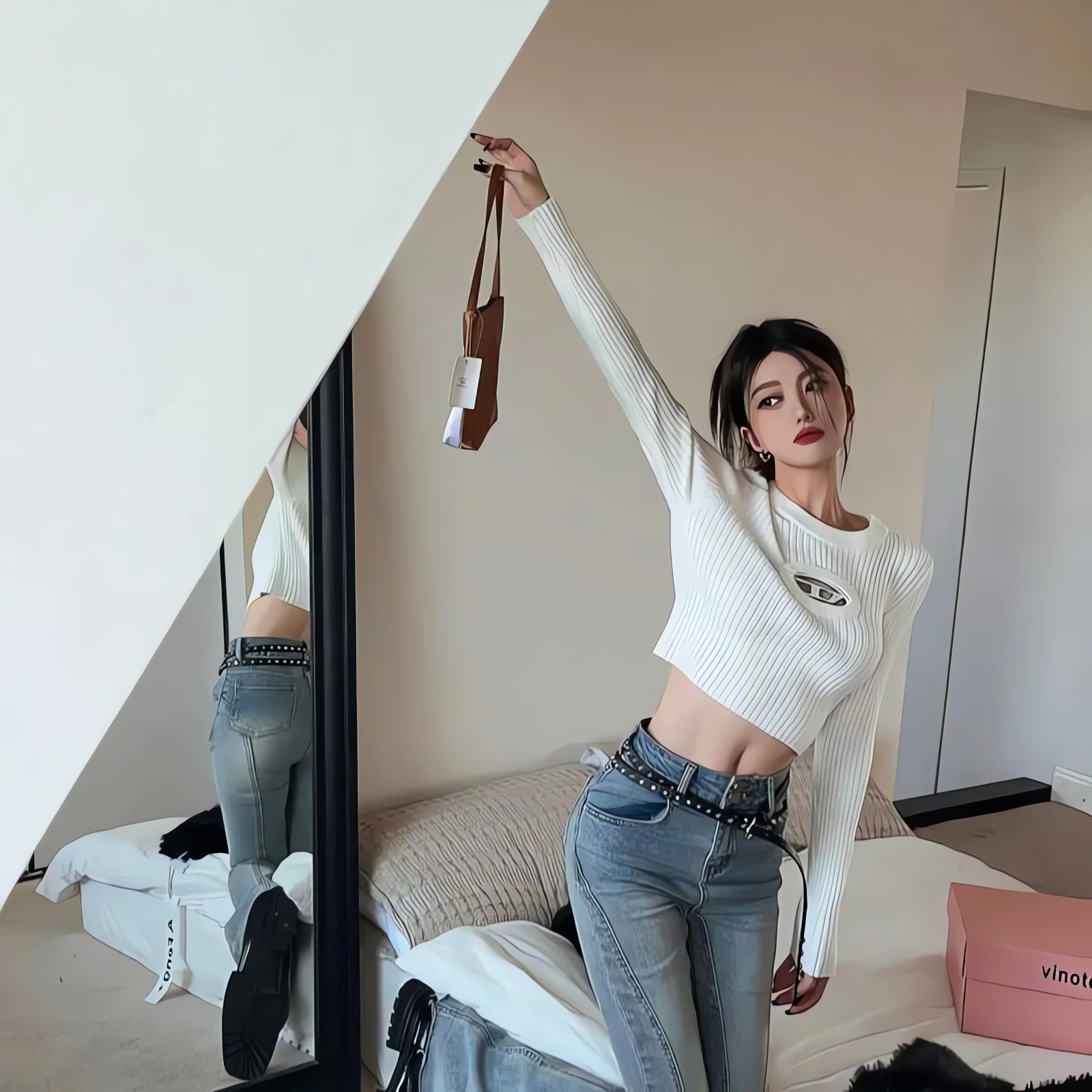 Y2K Ribbed Cropped Sweater - KAYSMAR