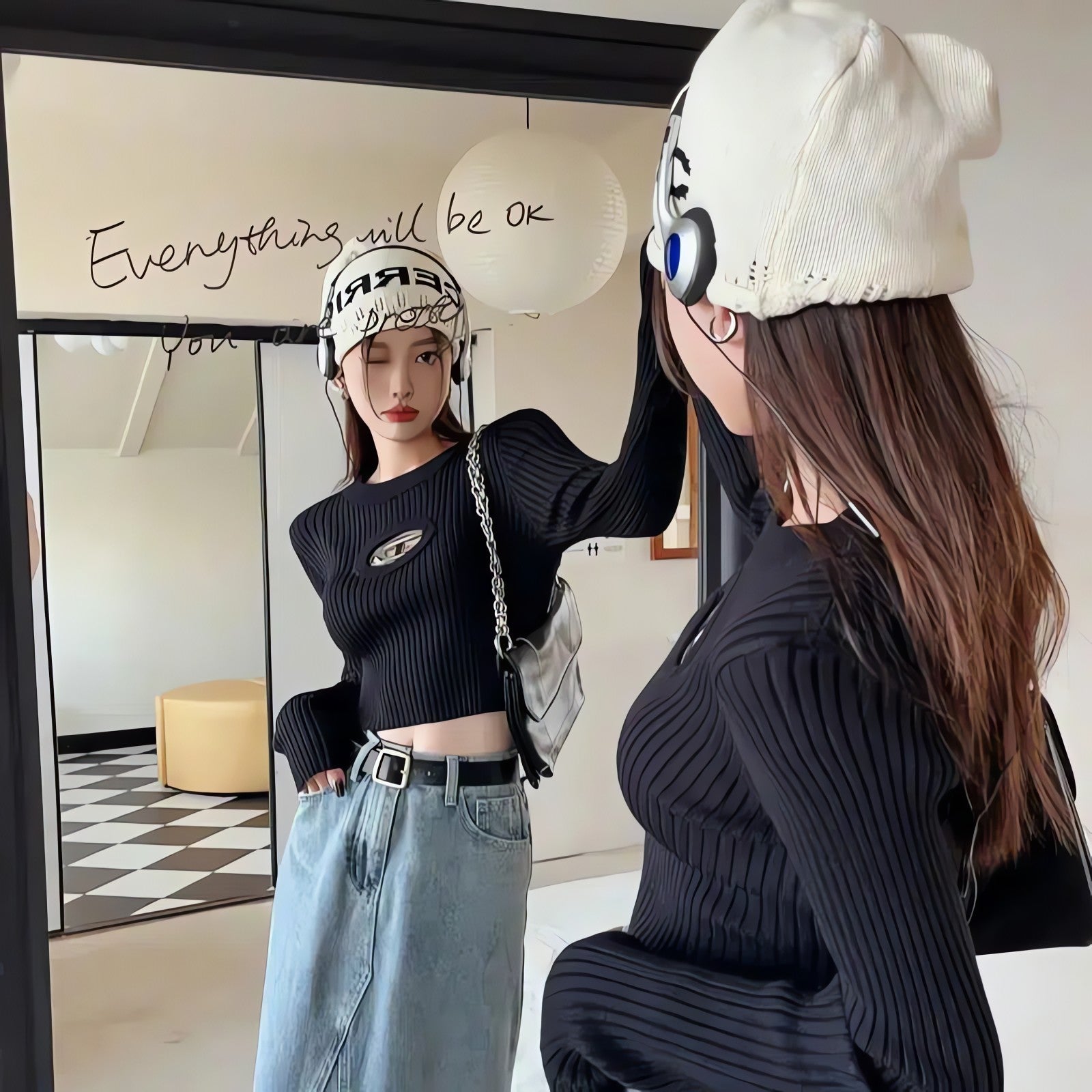 Y2K Ribbed Cropped Sweater - KAYSMAR