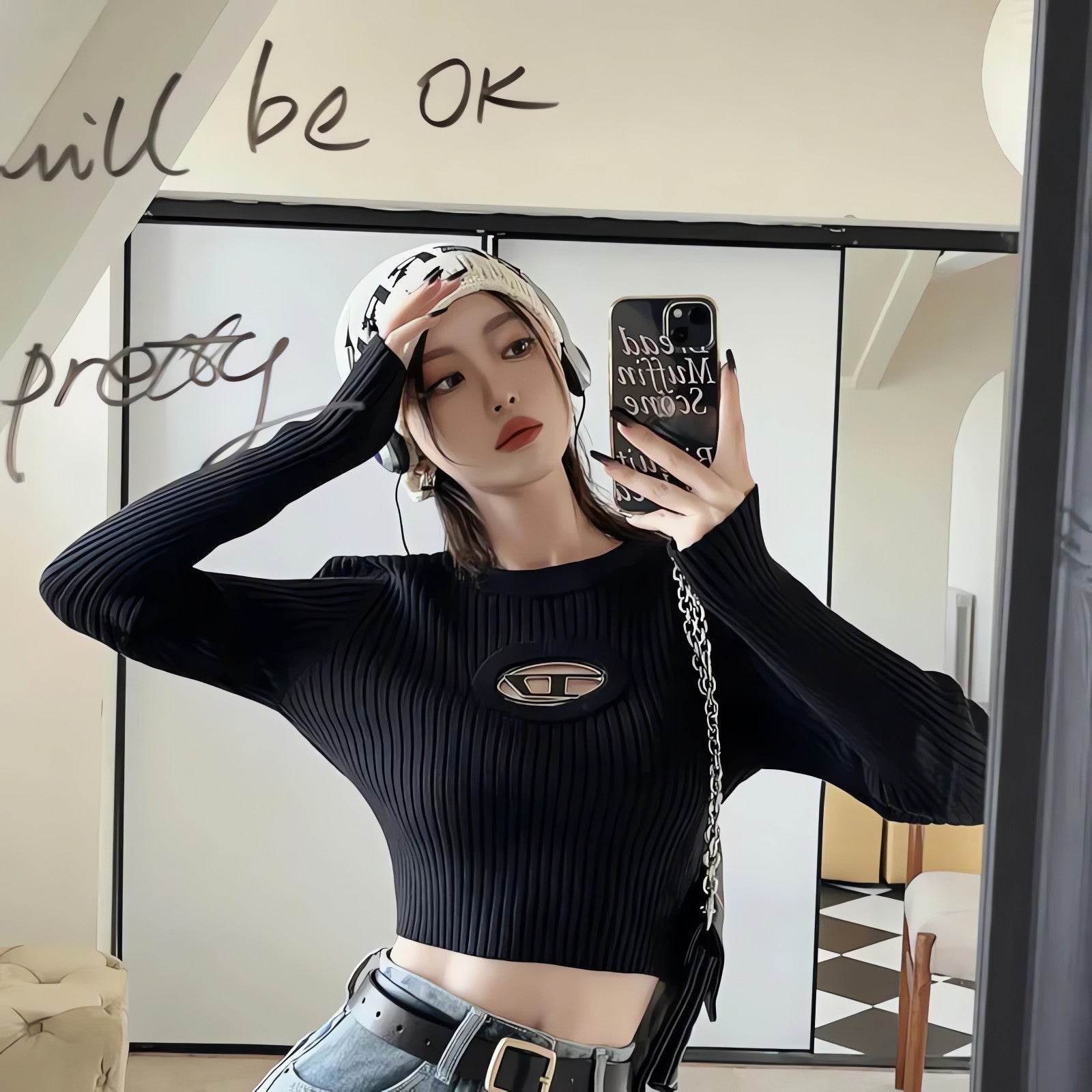 Y2K Ribbed Cropped Sweater - KAYSMAR