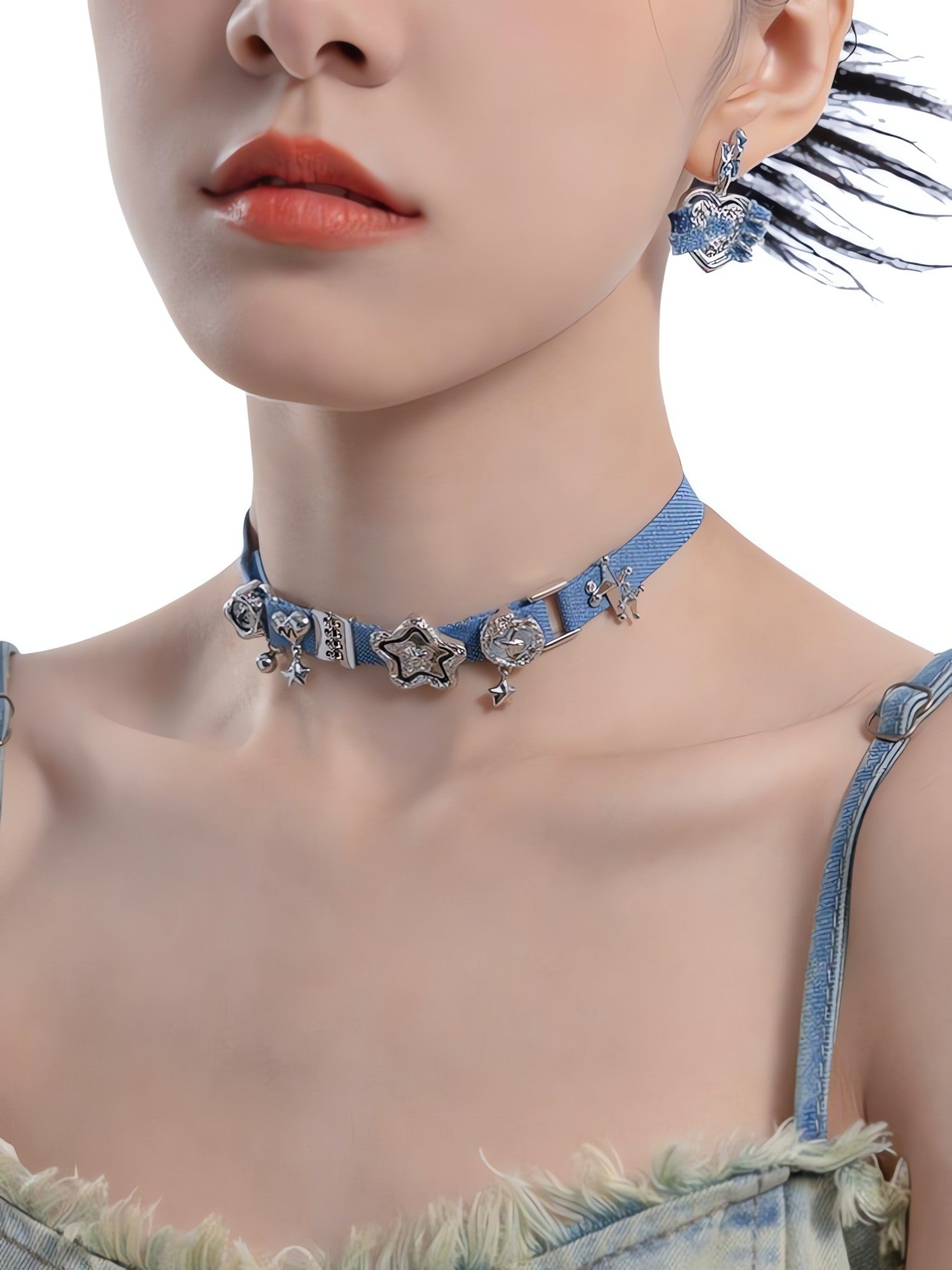 Y2K Sparkle Denim Choker Necklace - KAYSMAR
