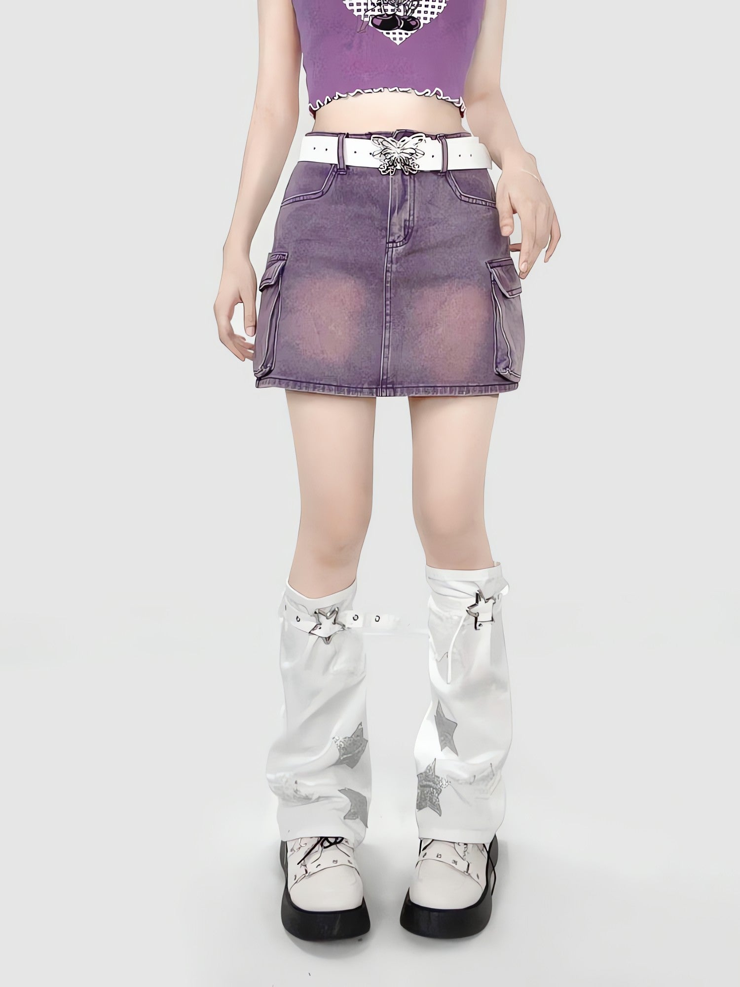 Y2K Star Patch Belted Leg Warmers - KAYSMAR