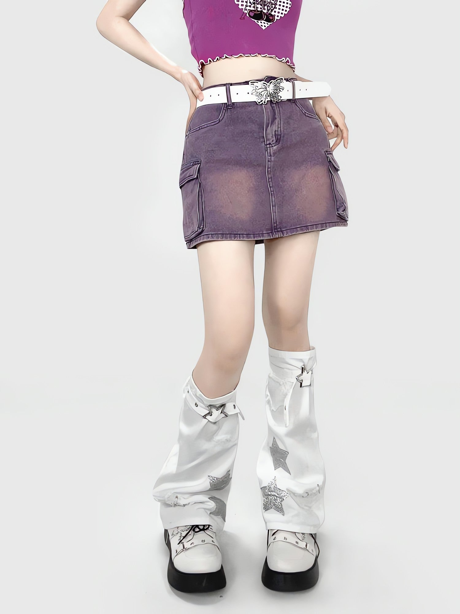 Y2K Star Patch Belted Leg Warmers - KAYSMAR