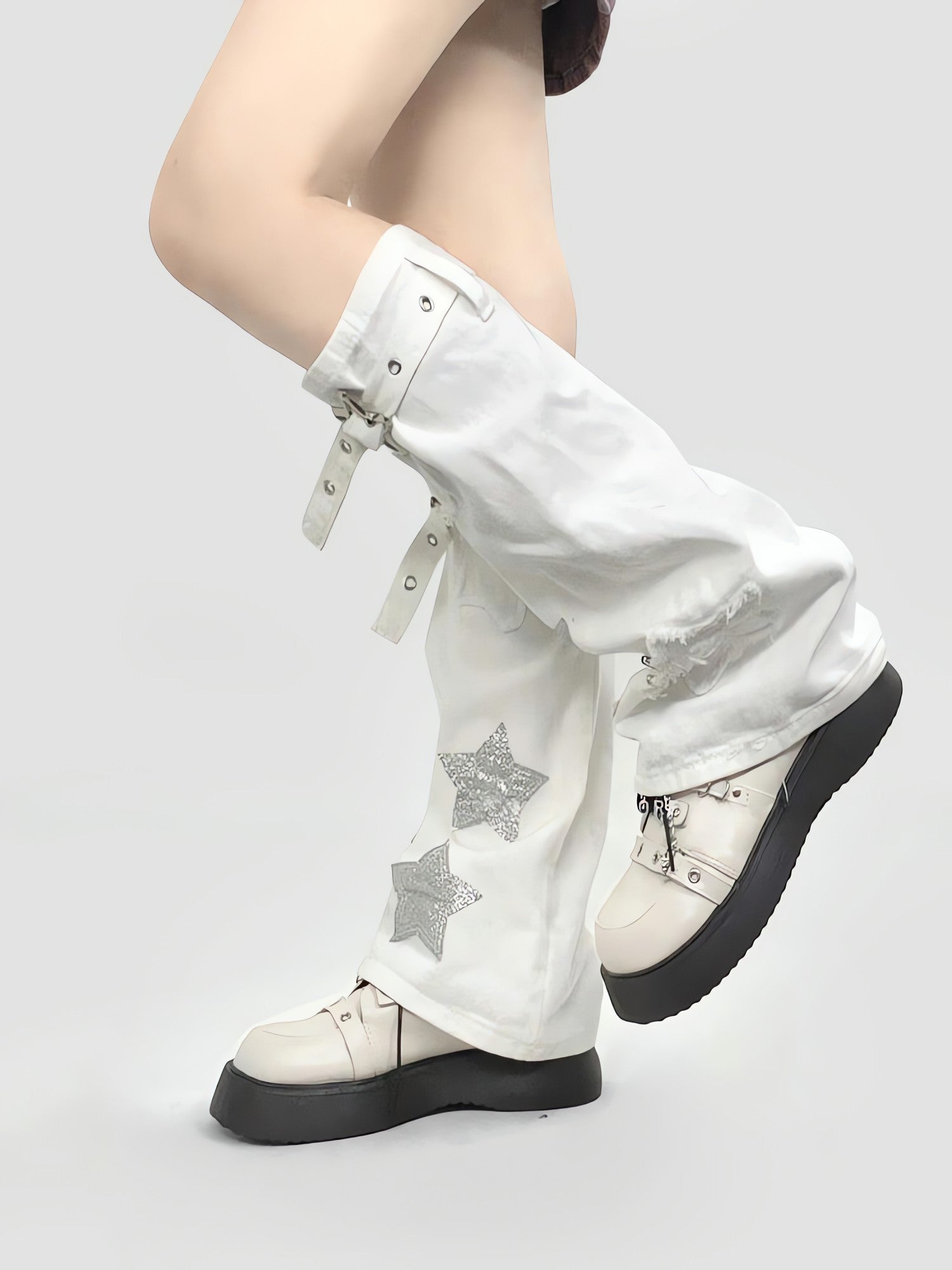 Y2K Star Patch Belted Leg Warmers - KAYSMAR