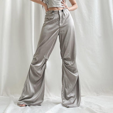 Y2K Satin Wide Leg Pants - KAYSMAR
