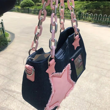 Y2k Star Transparent Denim Bag - KAYSMAR