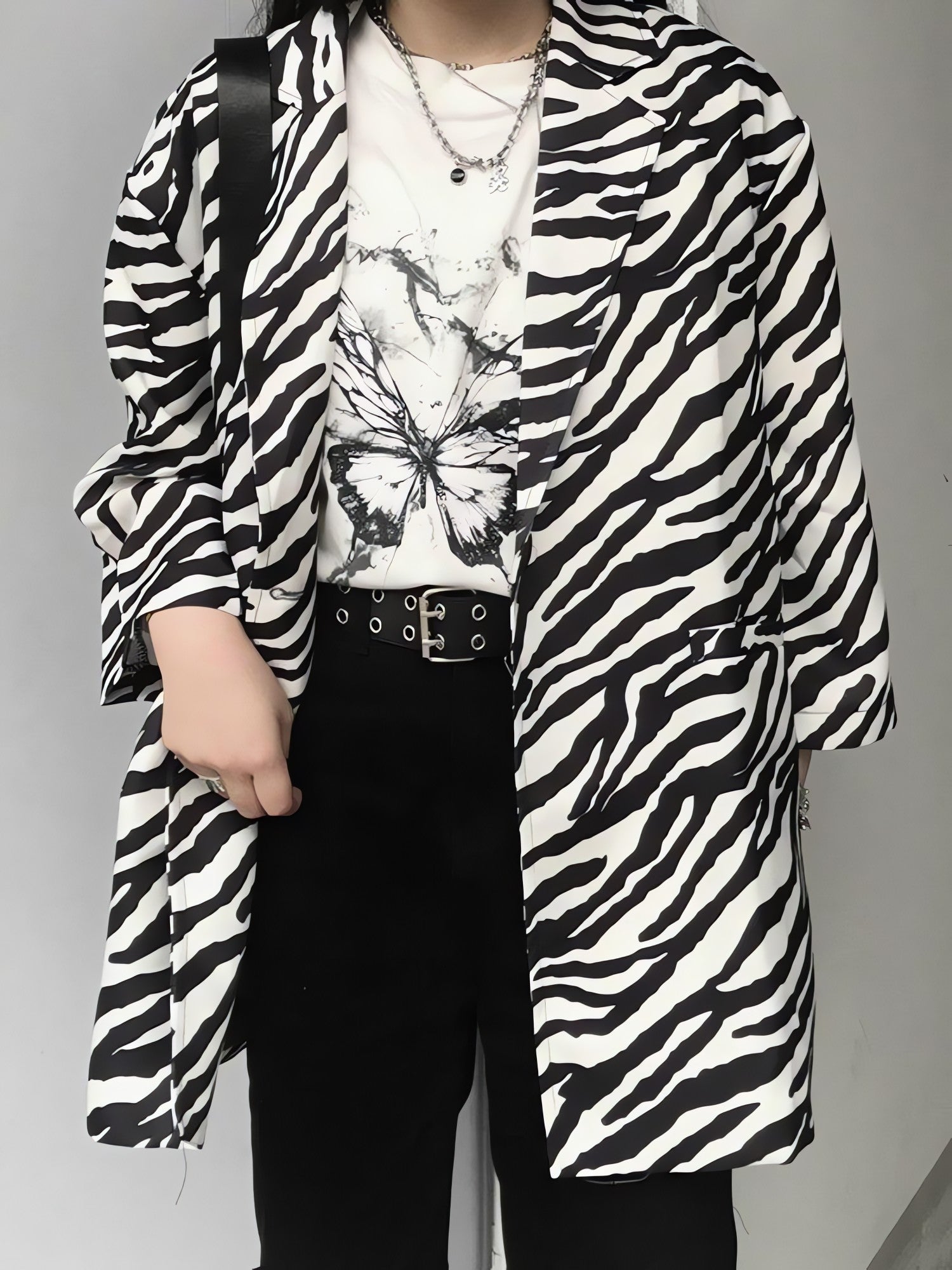 Zebra Print Long Blazer - KAYSMAR