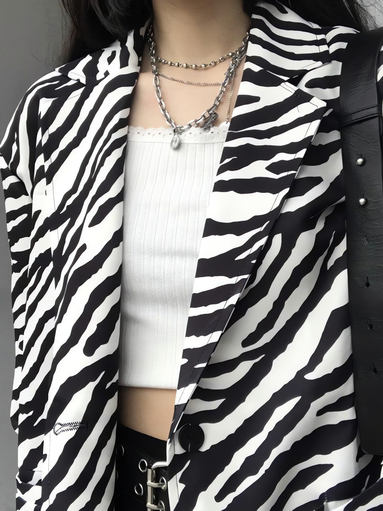 Zebra Print Long Blazer - KAYSMAR
