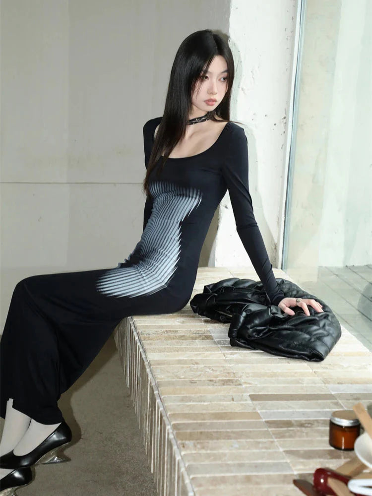 3D Body Print Maxi Dress - KAYSMAR