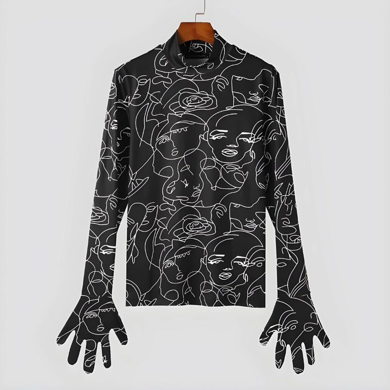 Abstract Faces Gloves Top - KAYSMAR