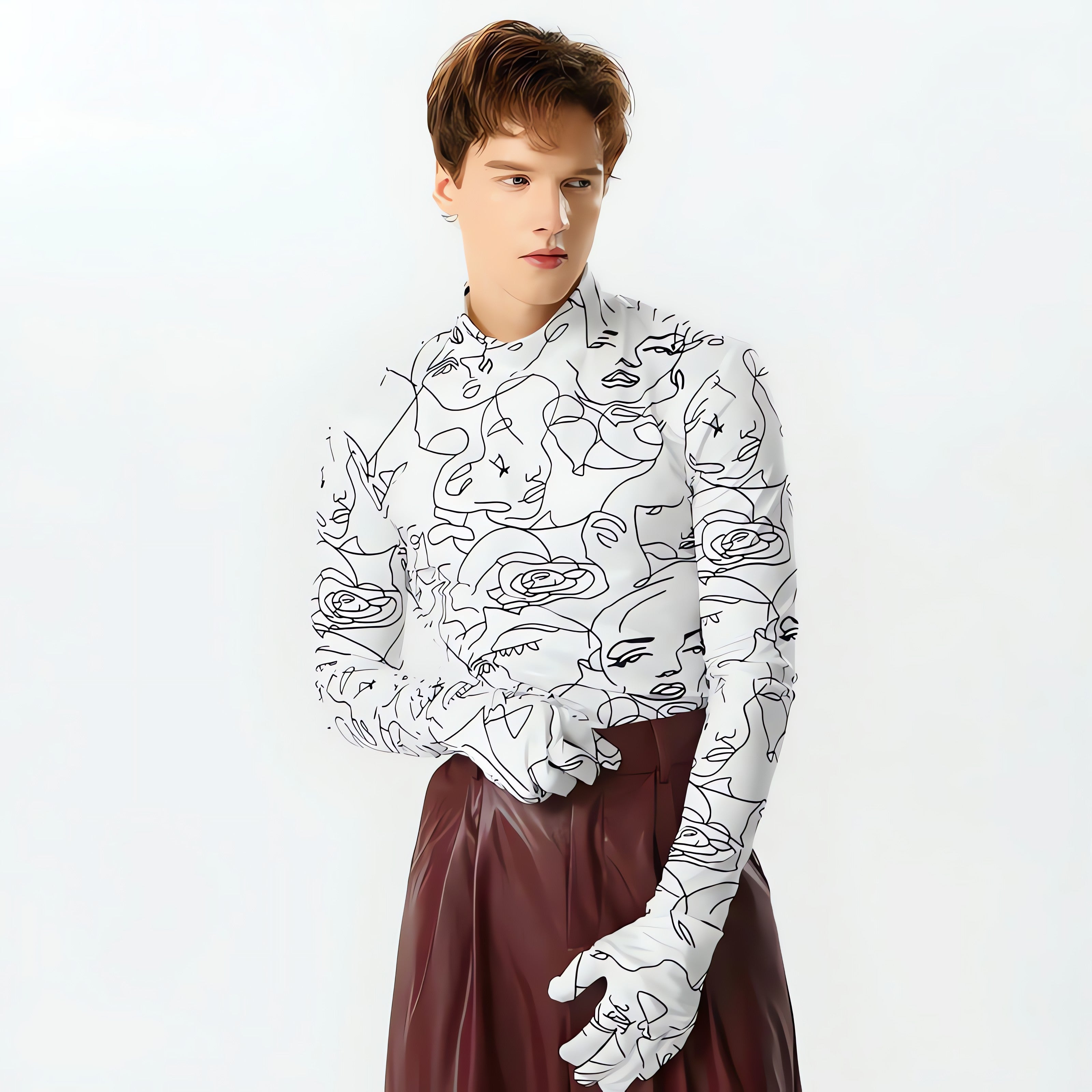 Abstract Faces Gloves Top - KAYSMAR