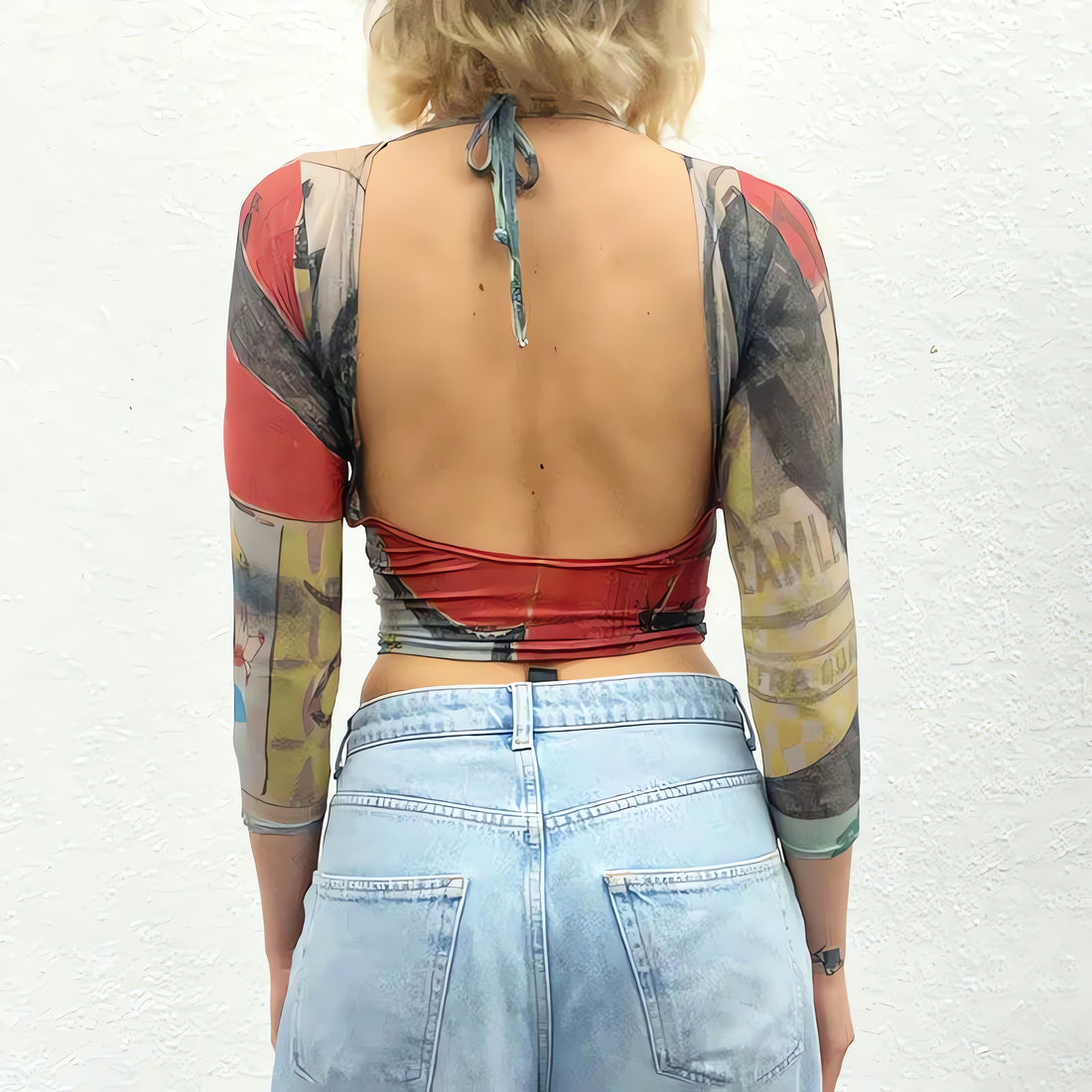 Abstract Woman Backless Crop Top - KAYSMAR