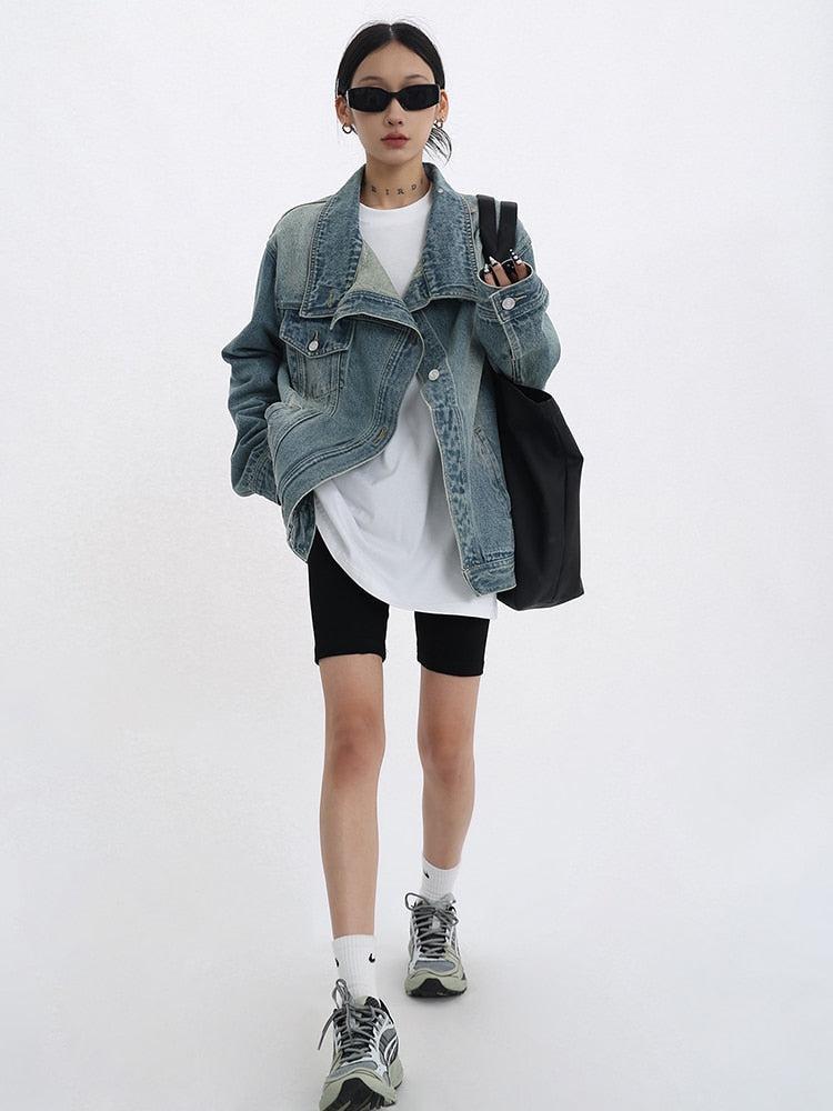 Acubi Asymmetrical Denim Jacket - KAYSMAR