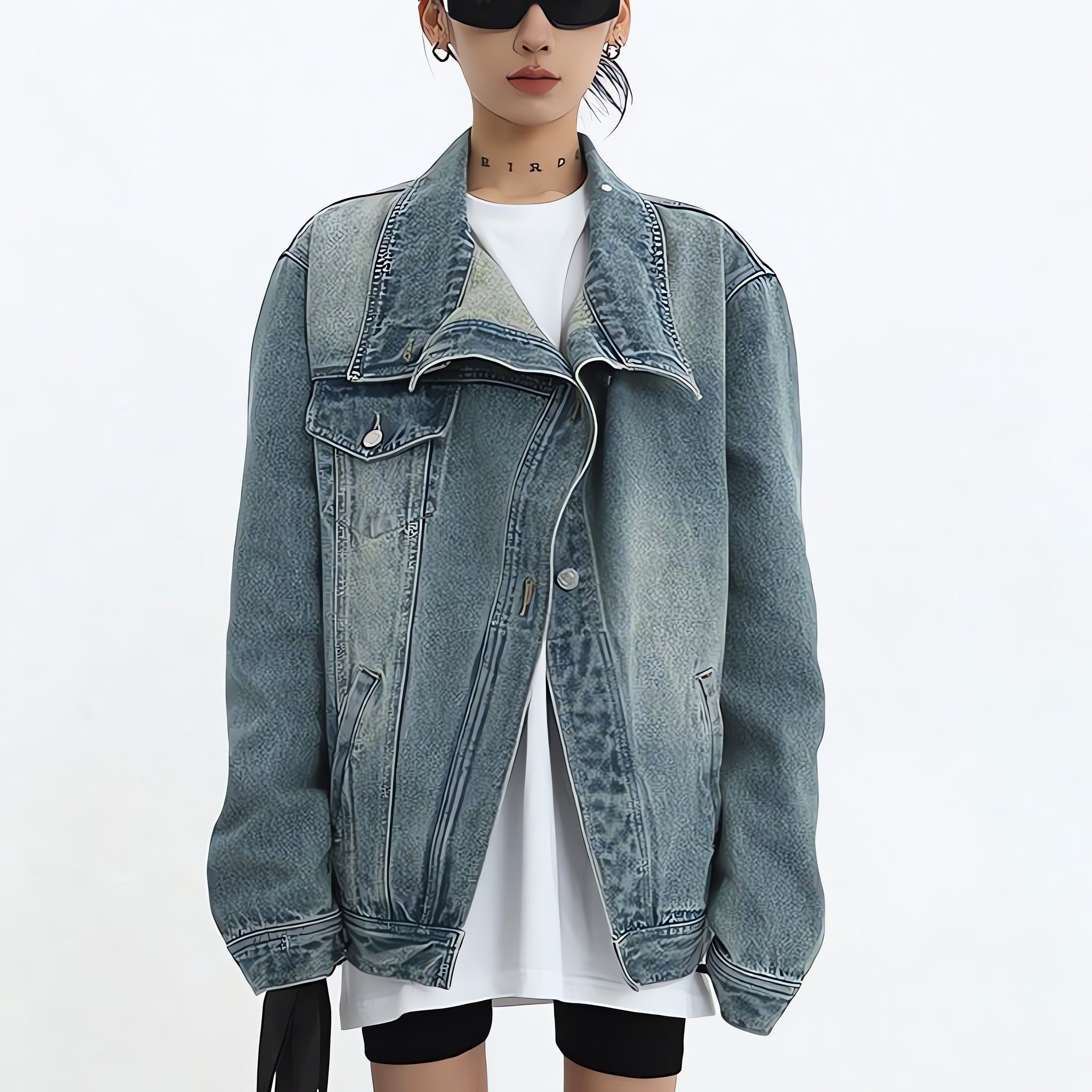 Acubi Asymmetrical Denim Jacket - KAYSMAR