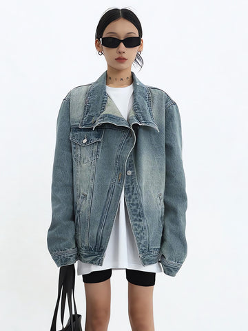 Acubi Asymmetrical Denim Jacket - KAYSMAR