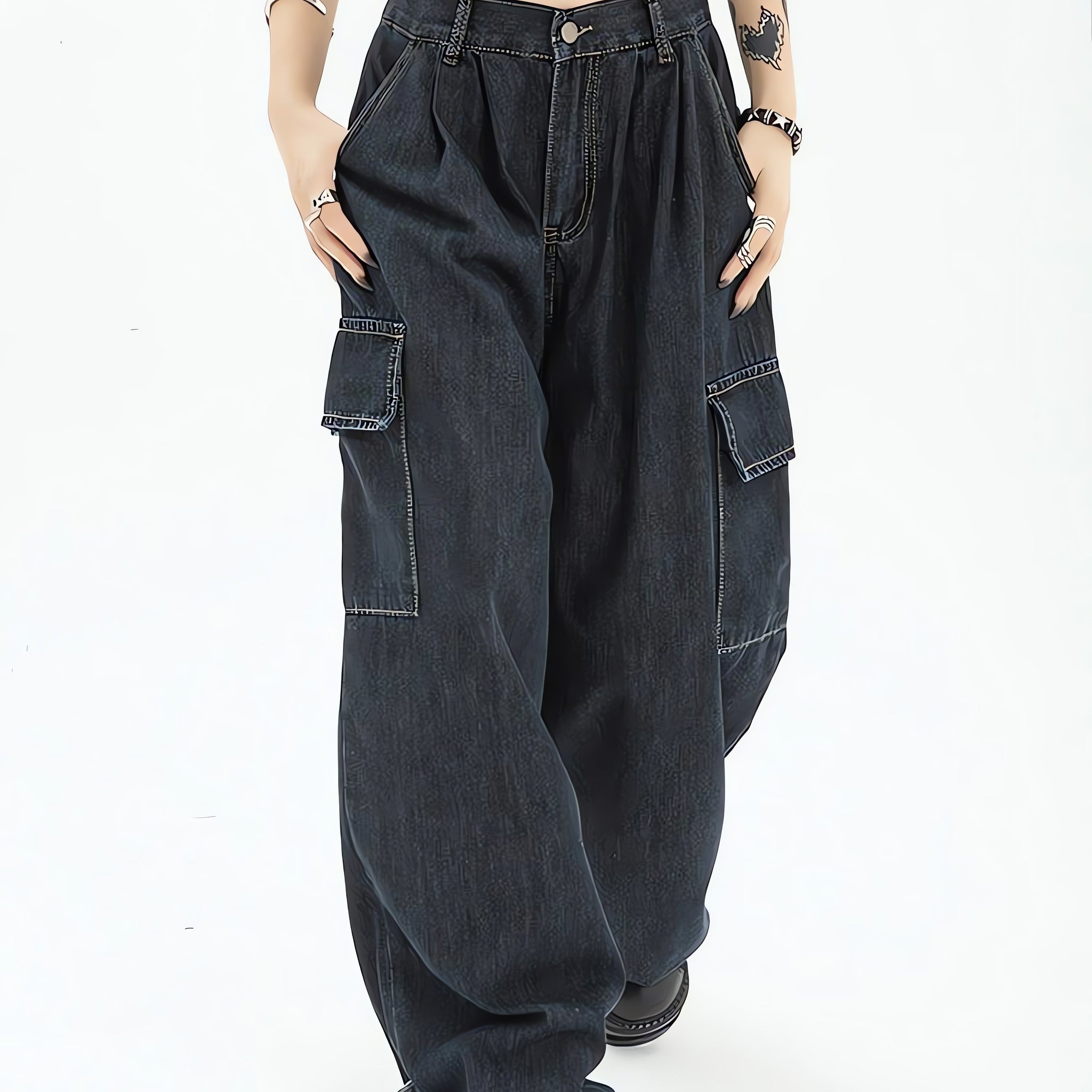 Acubi Dark Wash Cargo Jeans - KAYSMAR