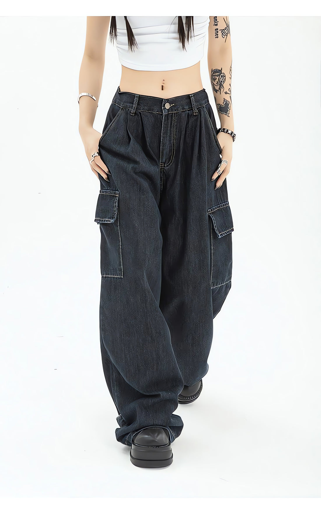 Acubi Dark Wash Cargo Jeans - KAYSMAR