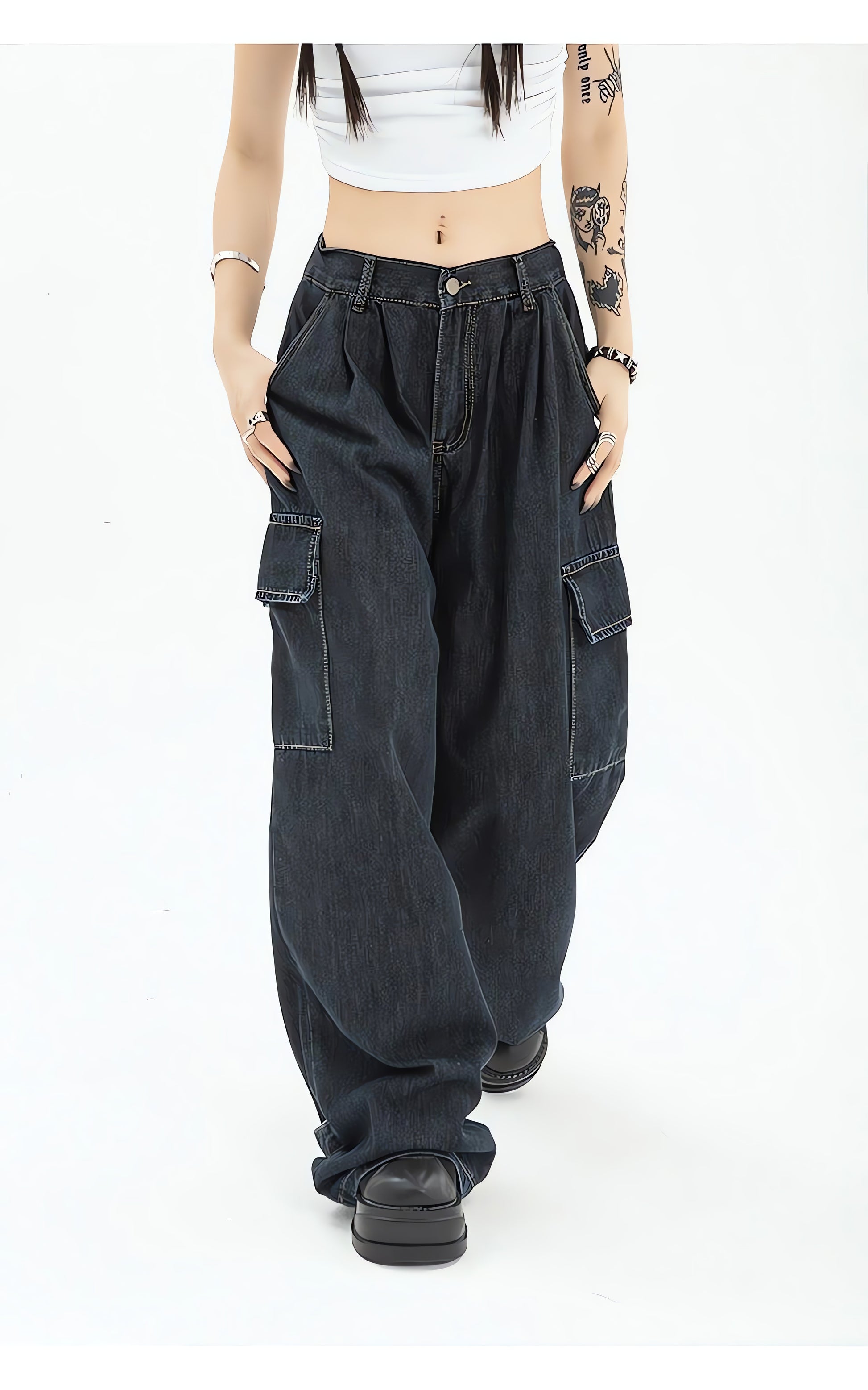 Acubi Dark Wash Cargo Jeans - KAYSMAR