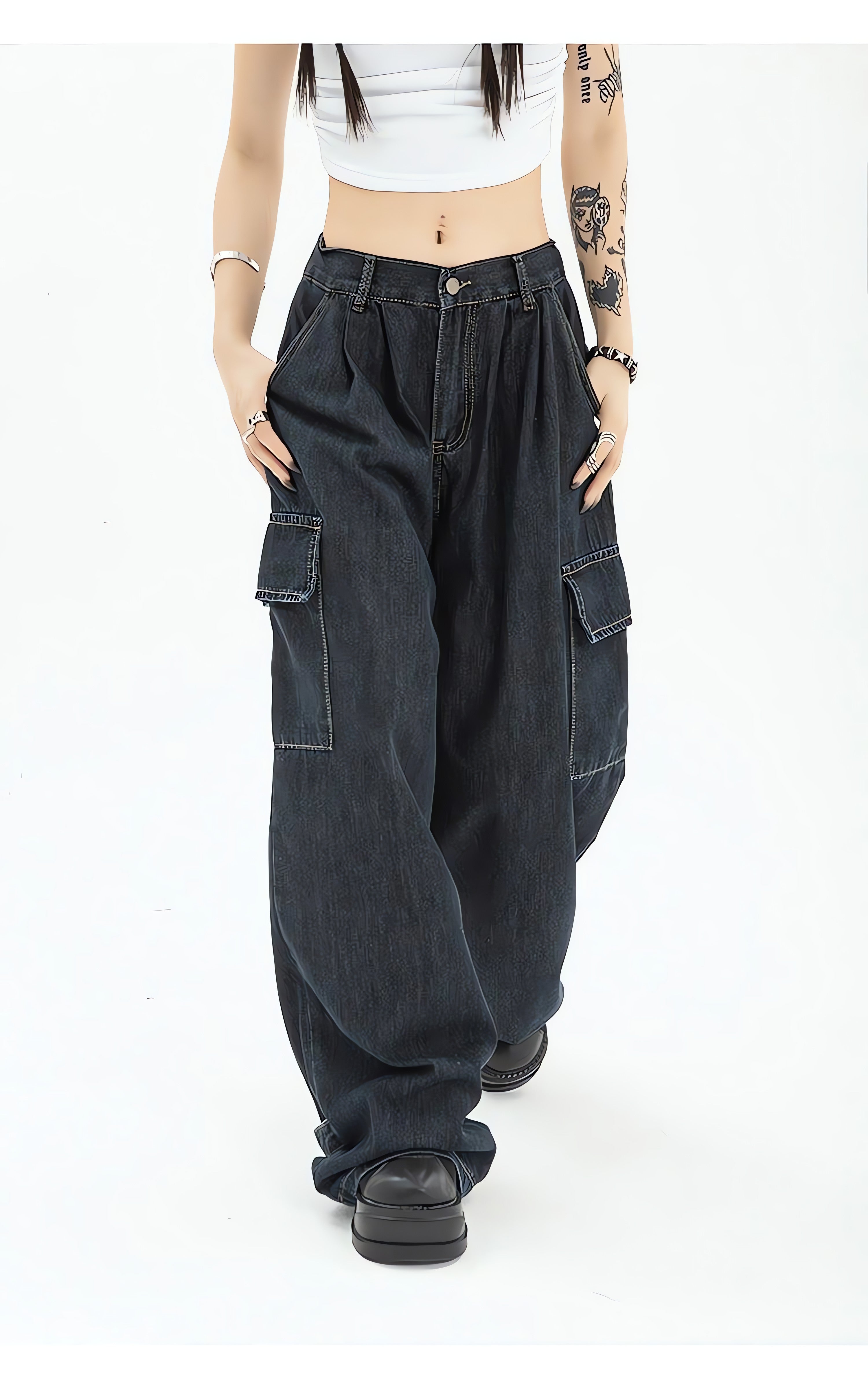 Acubi Dark Wash Cargo Jeans - KAYSMAR