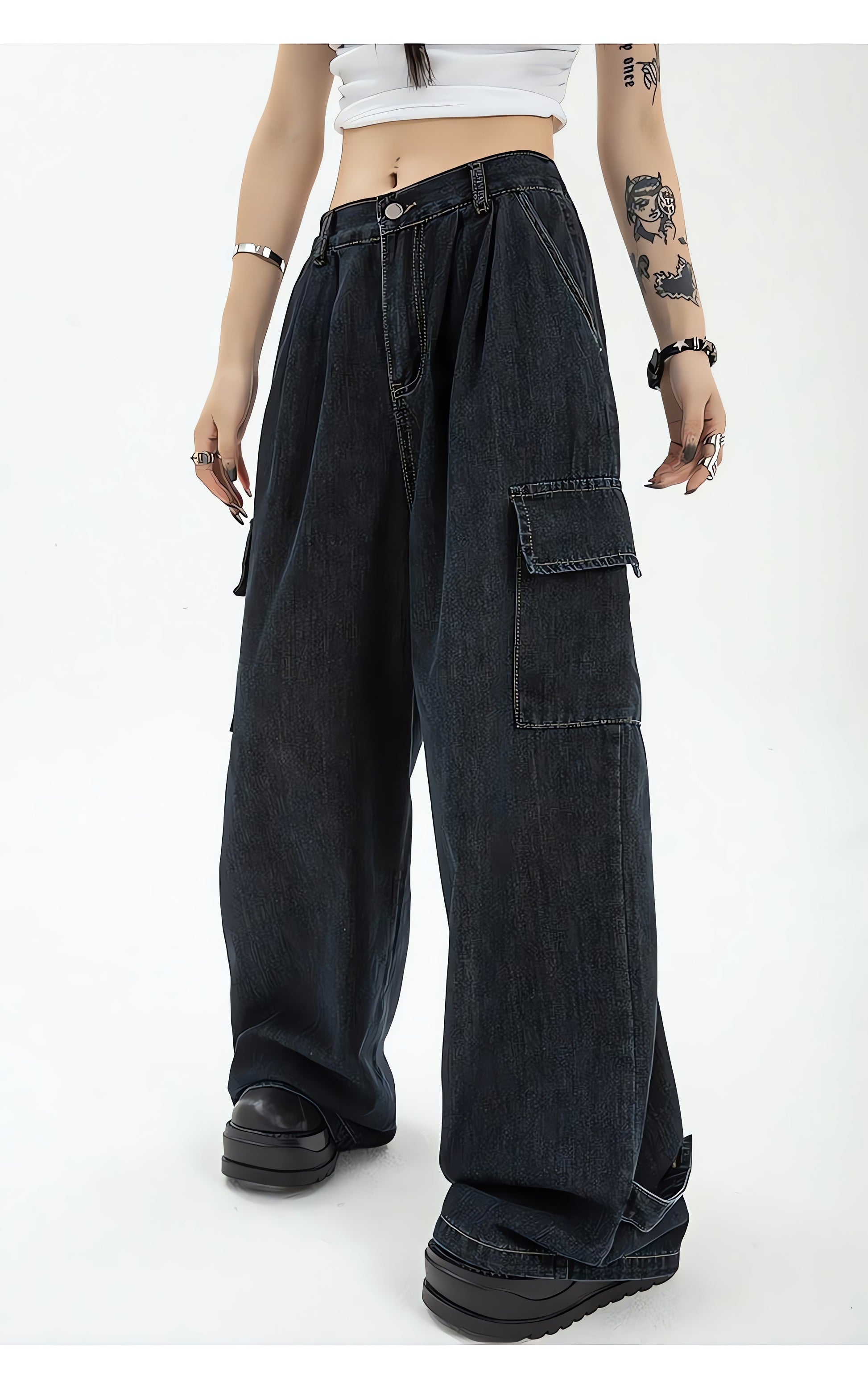 Acubi Dark Wash Cargo Jeans - KAYSMAR