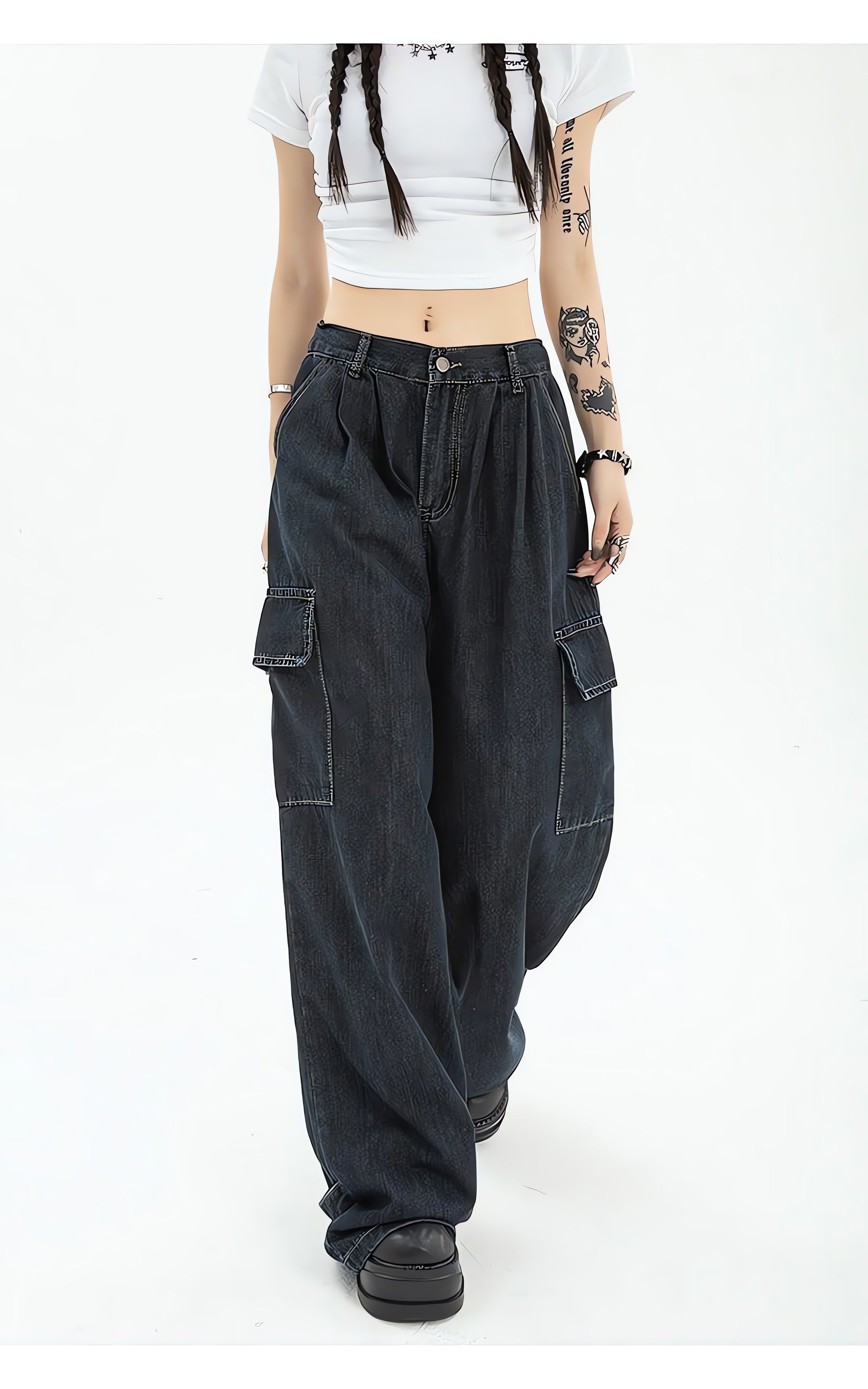 Acubi Dark Wash Cargo Jeans - KAYSMAR