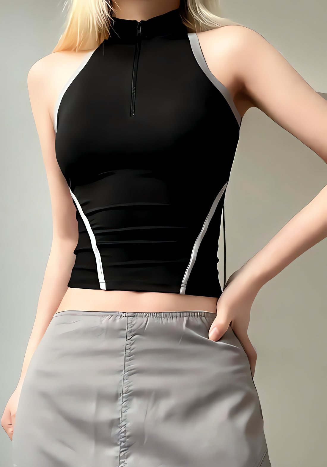 Acubi Open Back Zip-Up Top - KAYSMAR