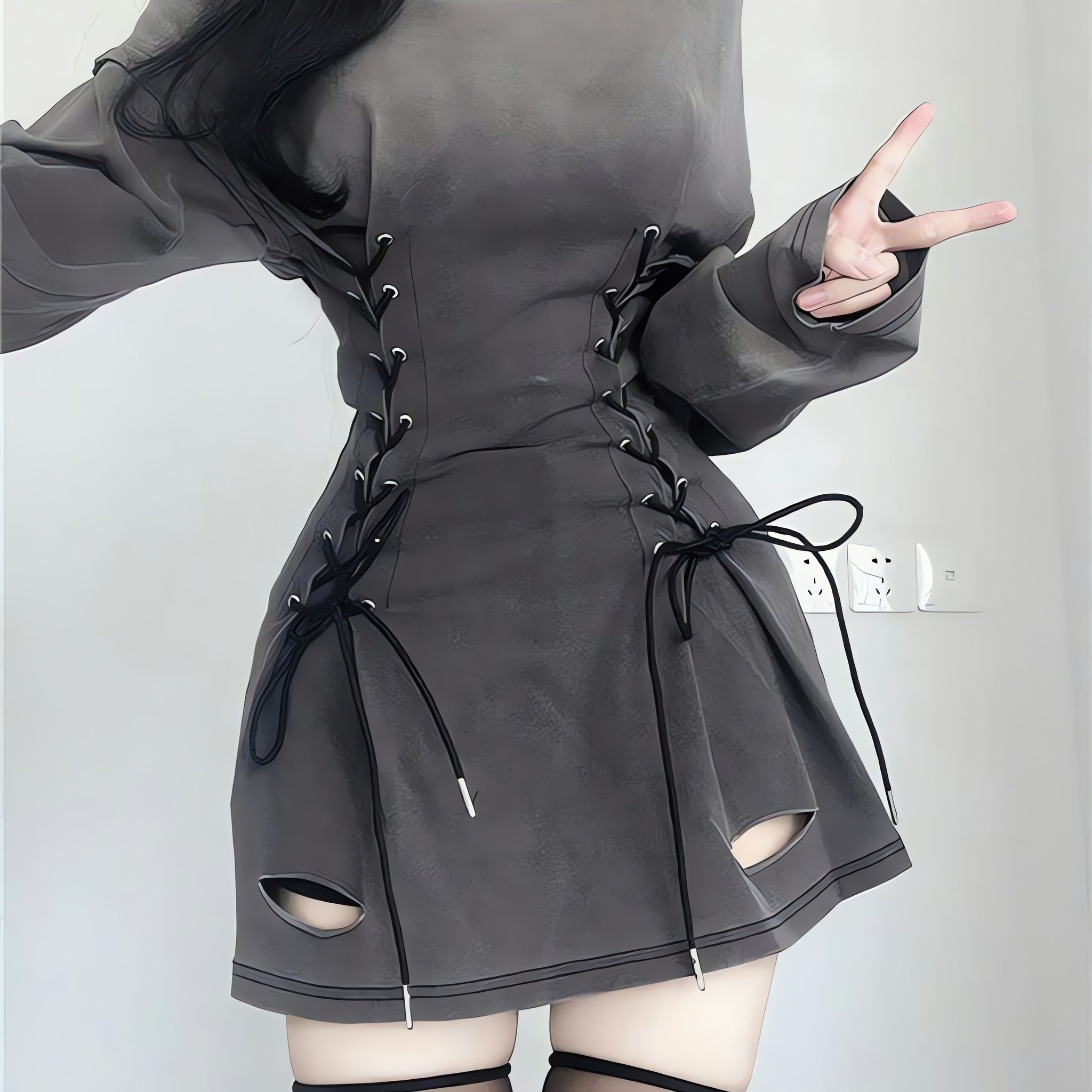Acubi Smoke Lace Up Mini Dress - KAYSMAR