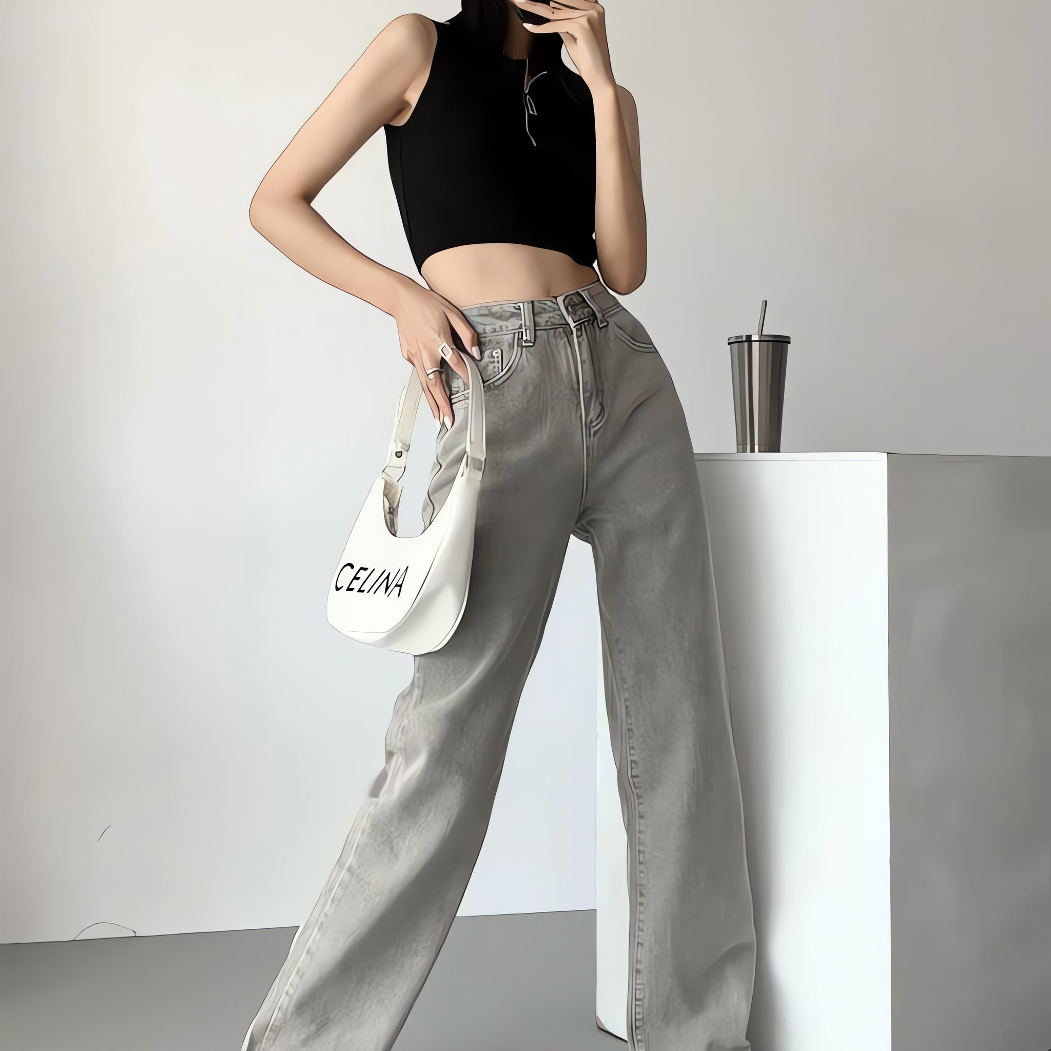 Acubi Straight Leg Gray Jeans - KAYSMAR