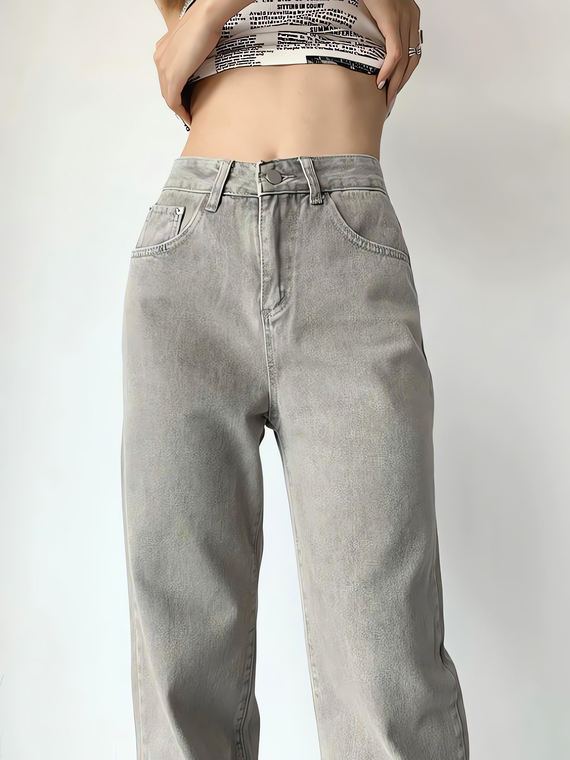 Acubi Straight Leg Gray Jeans - KAYSMAR