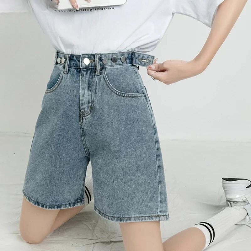Adjustable Waist Denim Shorts - KAYSMAR