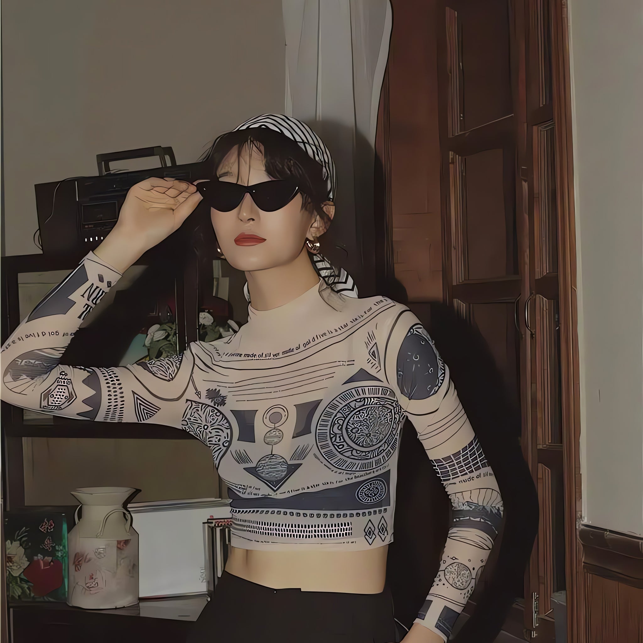 Ancient Egyptian Mystique Symbol Crop Top - KAYSMAR