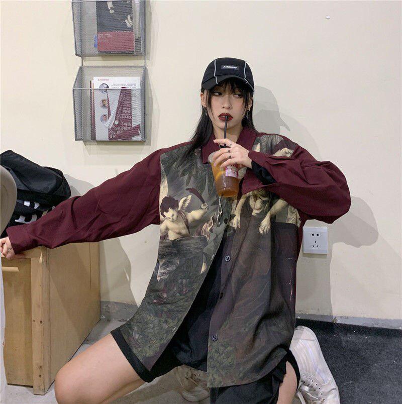 Angel Print Long Sleeve Shirt - KAYSMAR