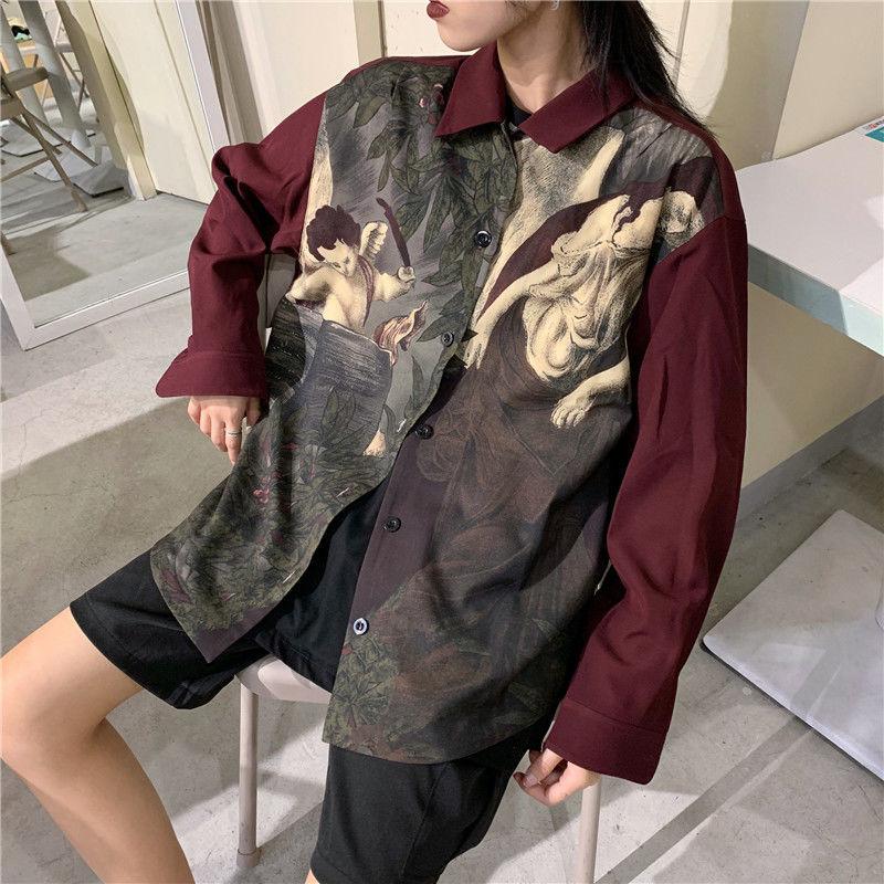 Angel Print Long Sleeve Shirt - KAYSMAR