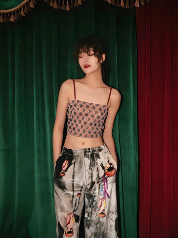 Animal Pattern Sheer Back Crop Top - KAYSMAR