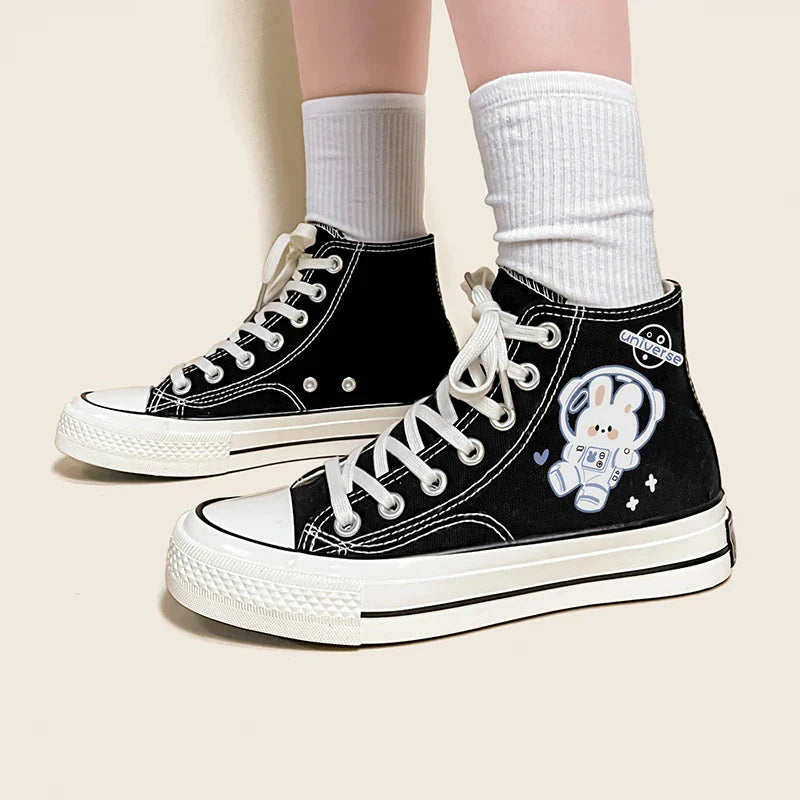 Astronaut Rabbit Lace Up Canvas Shoes - KAYSMAR