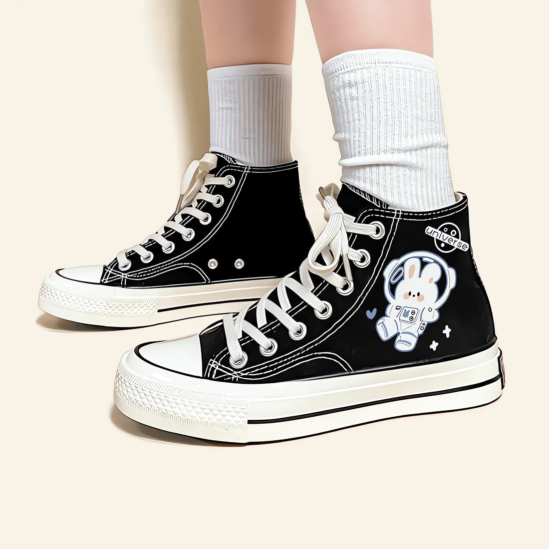Astronaut Rabbit Lace Up Canvas Shoes - KAYSMAR