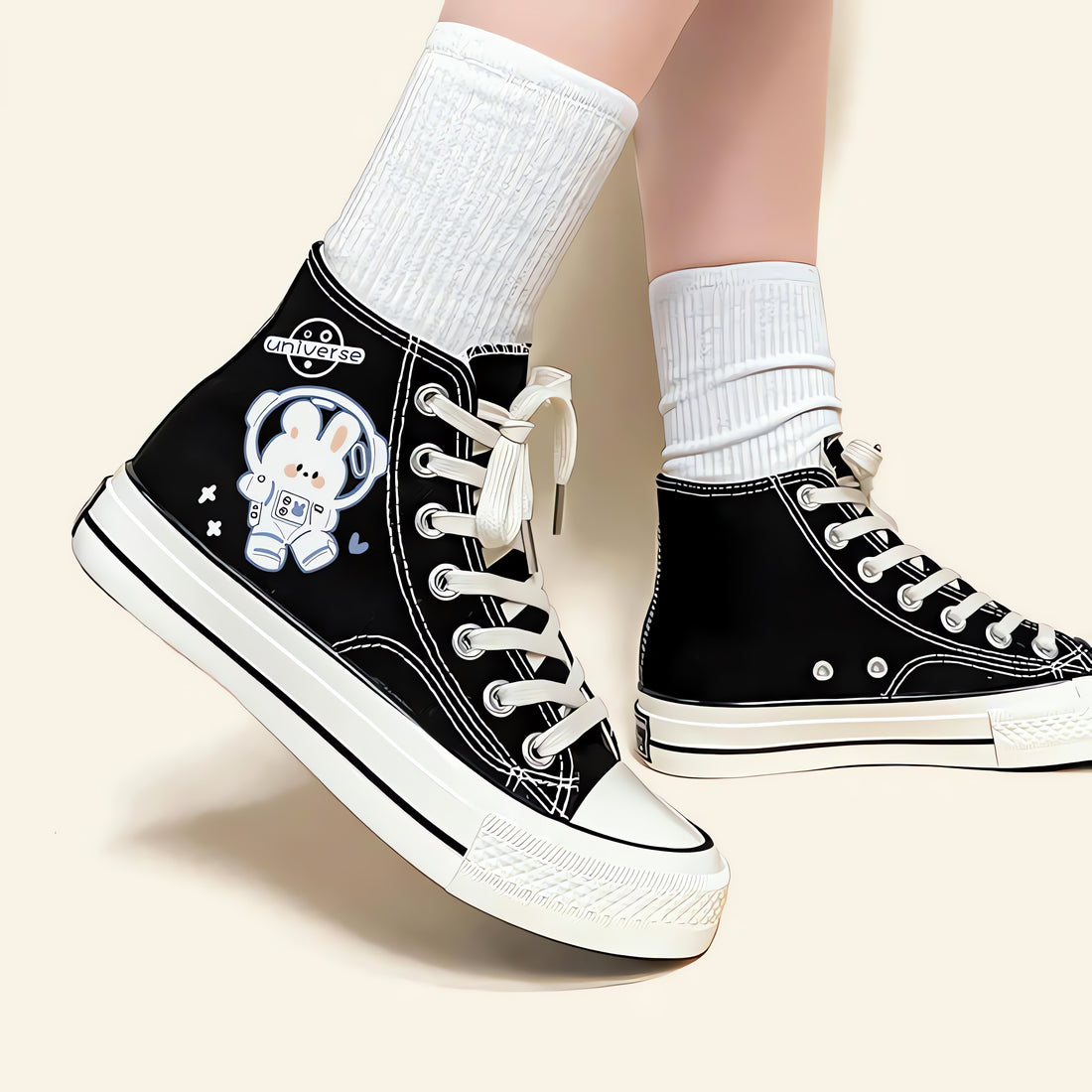 Astronaut Rabbit Lace Up Canvas Shoes - KAYSMAR