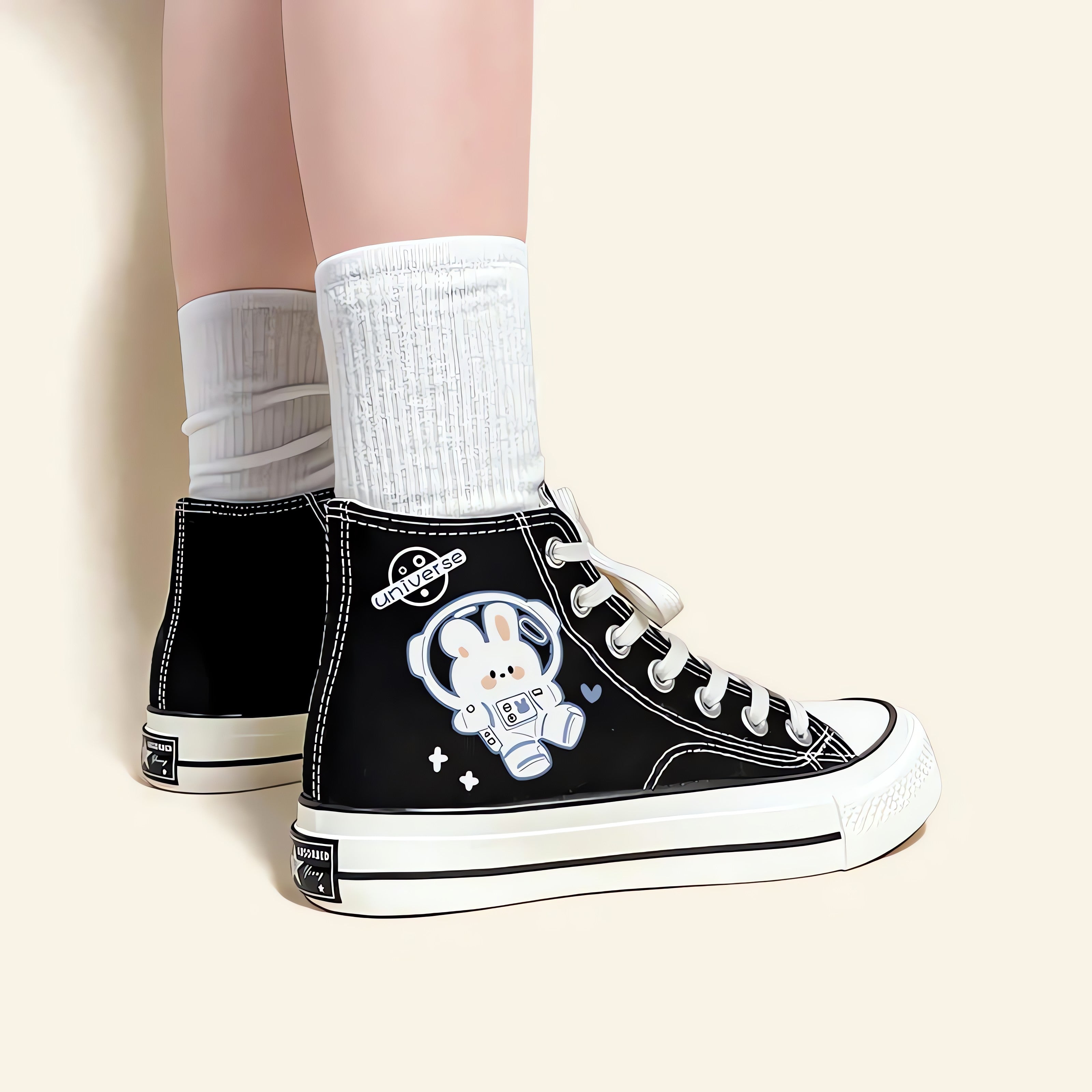 Astronaut Rabbit Lace Up Canvas Shoes - KAYSMAR