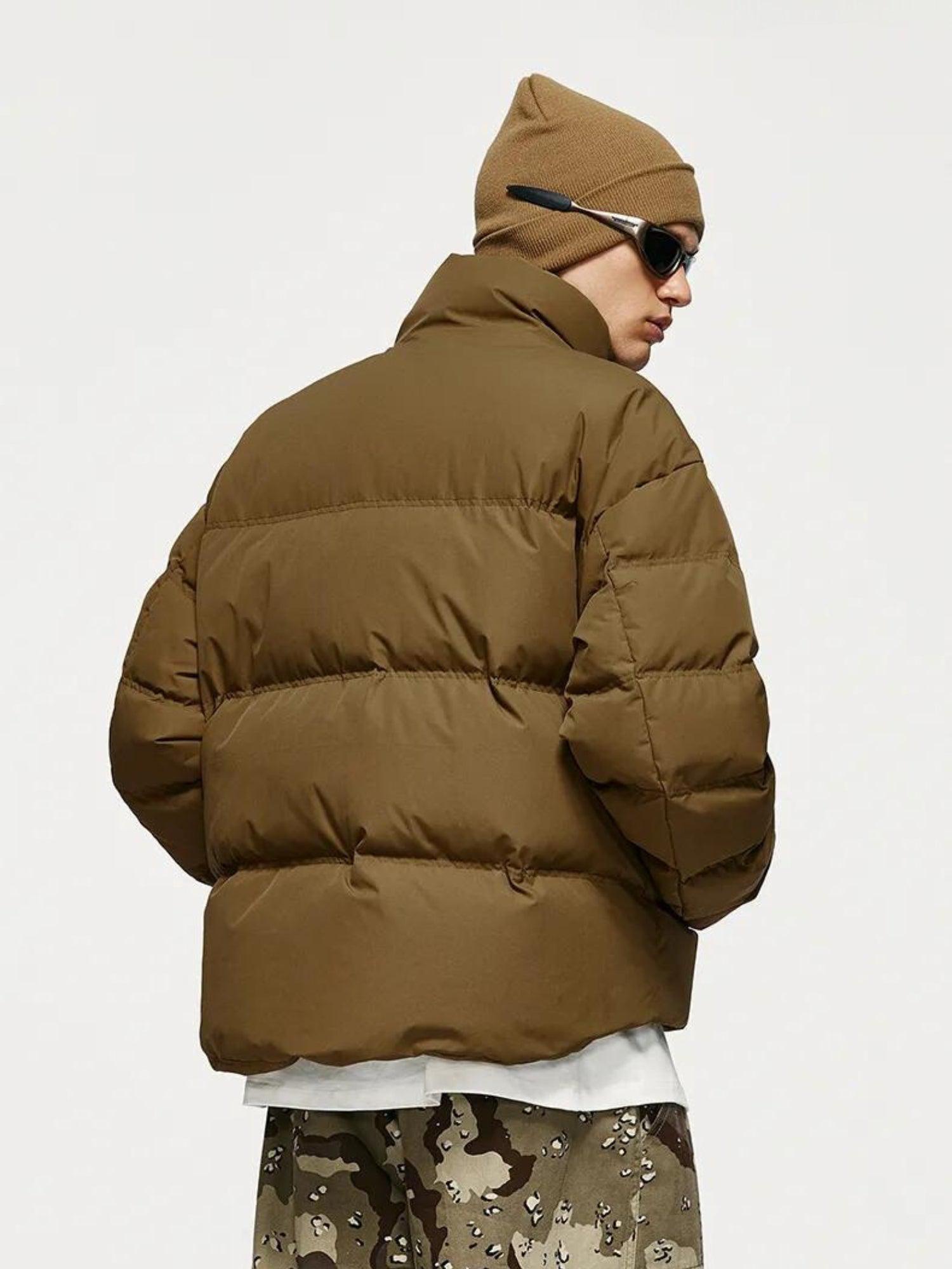 Asymmetric Hem Zip-Up Puffer Jacket - KAYSMAR