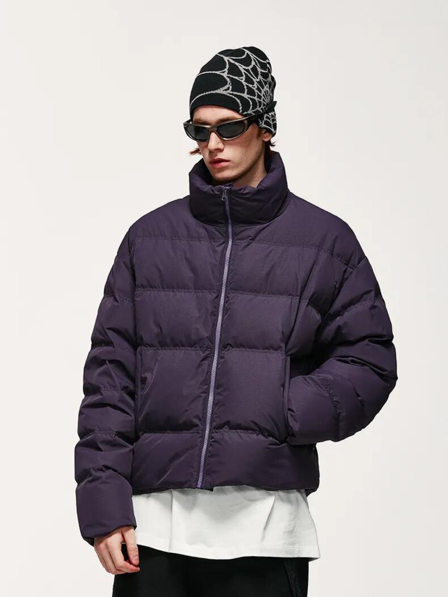 Asymmetric Hem Zip-Up Puffer Jacket - KAYSMAR