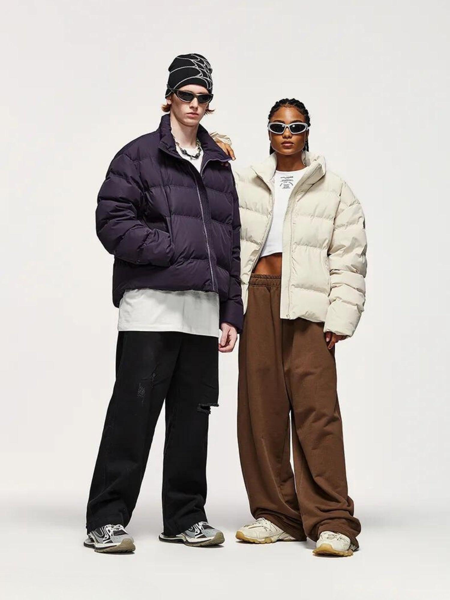Asymmetric Hem Zip-Up Puffer Jacket - KAYSMAR