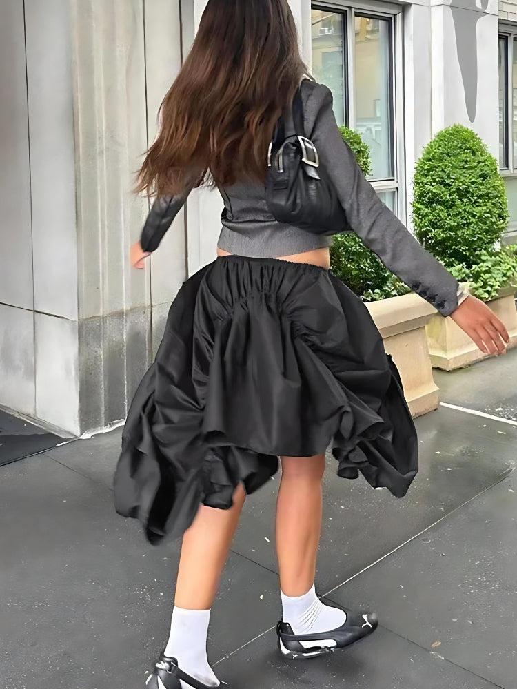 Asymmetric Ruched Mini Skirt - KAYSMAR