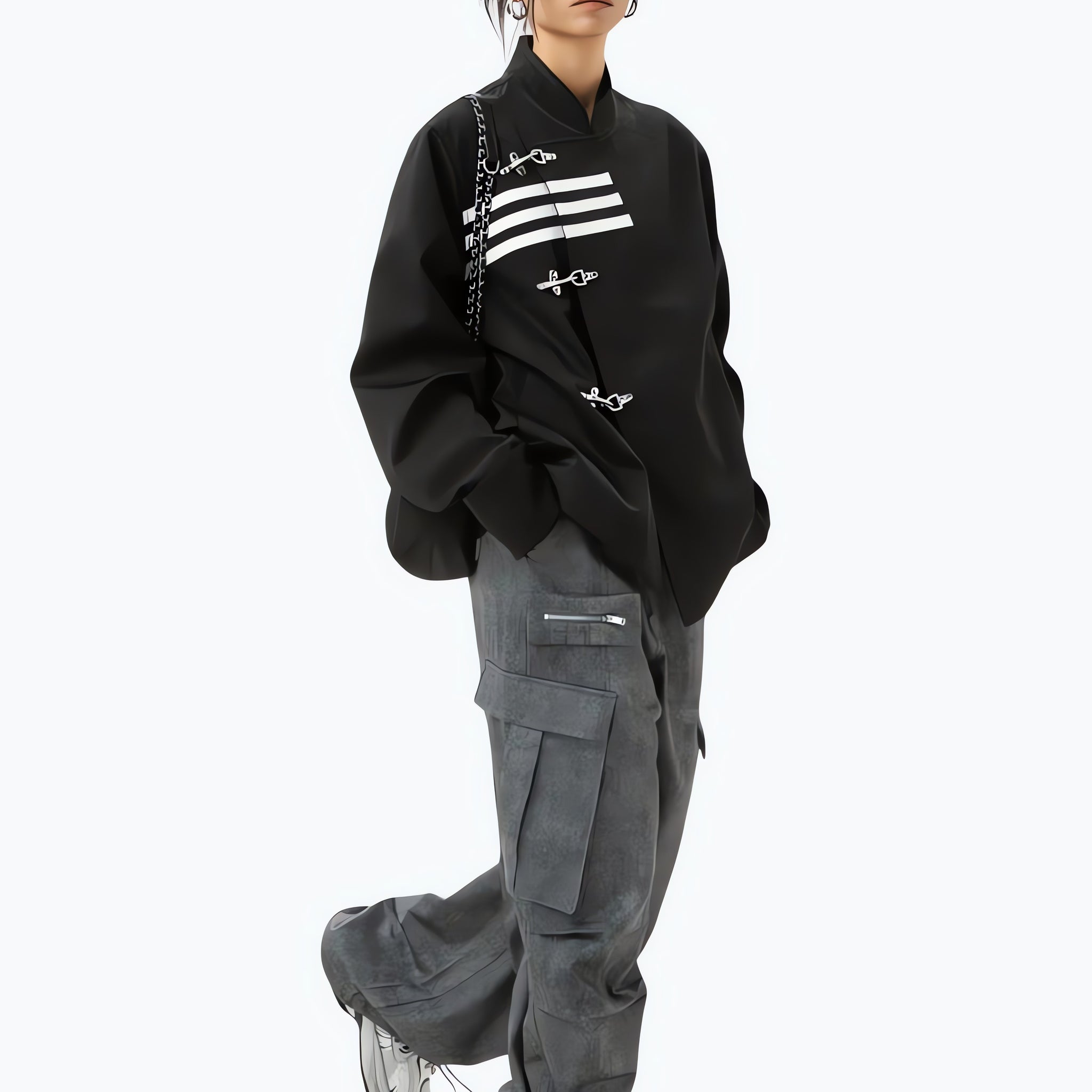 Asymmetric Frog Button Jacket - KAYSMAR